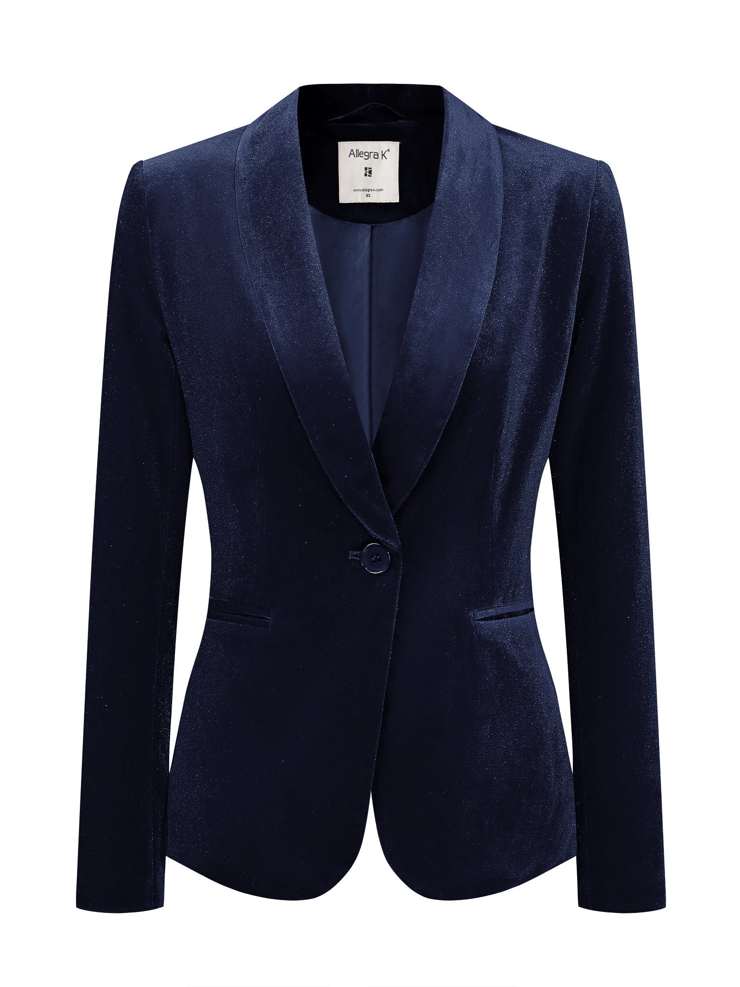 Solid Shawl Collar Single Button Velvet Blazer