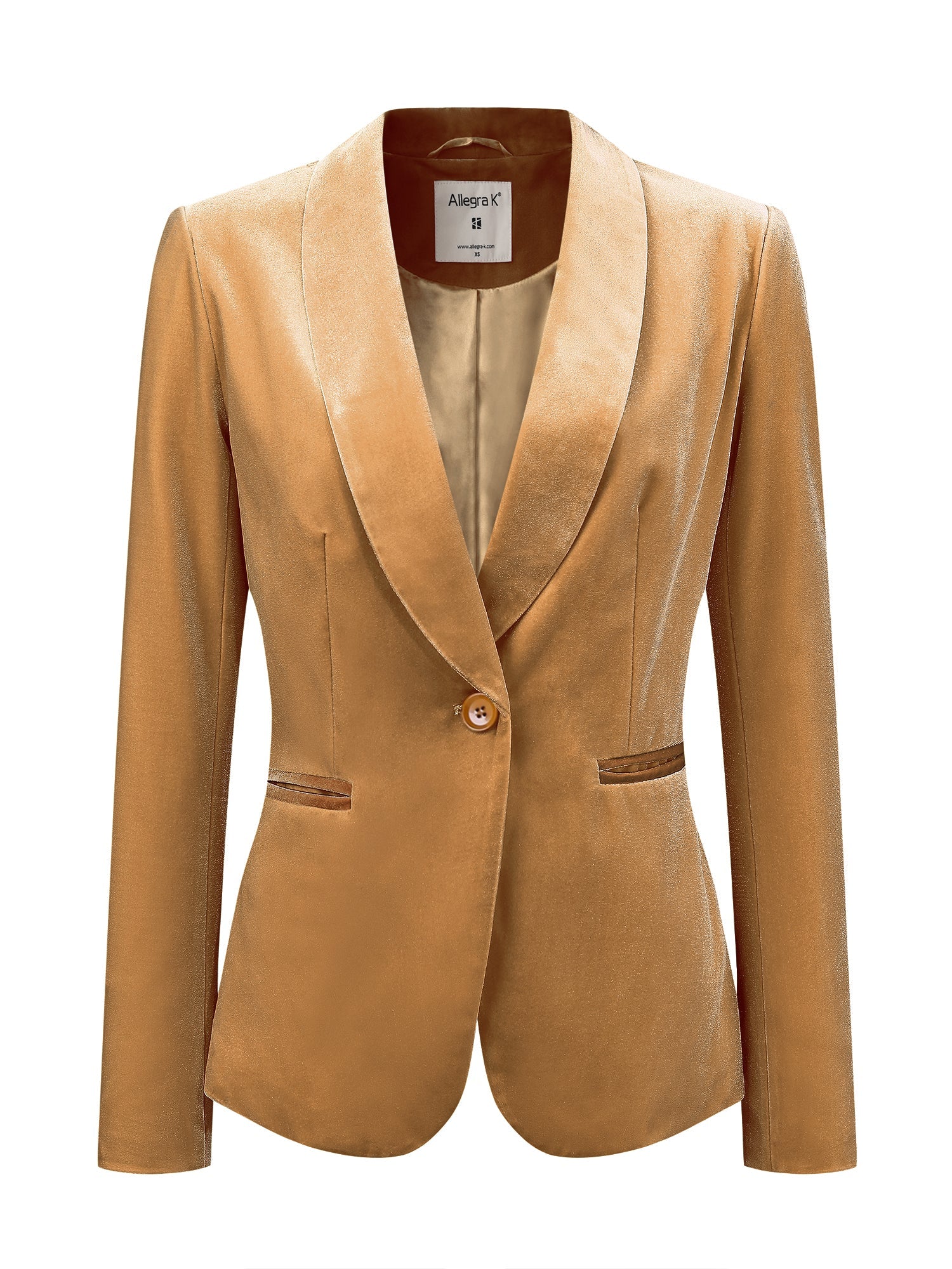 Solid Shawl Collar Single Button Velvet Blazer