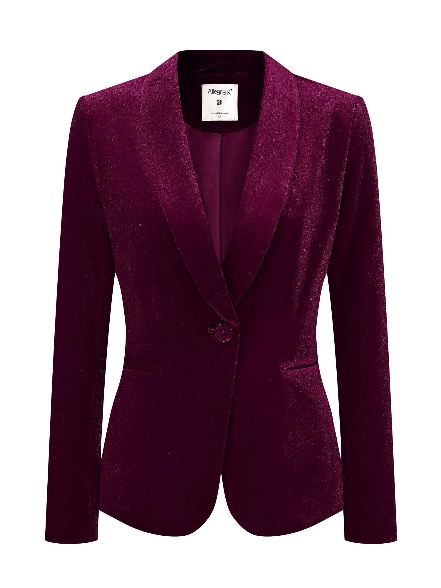 Solid Shawl Collar Single Button Velvet Blazer