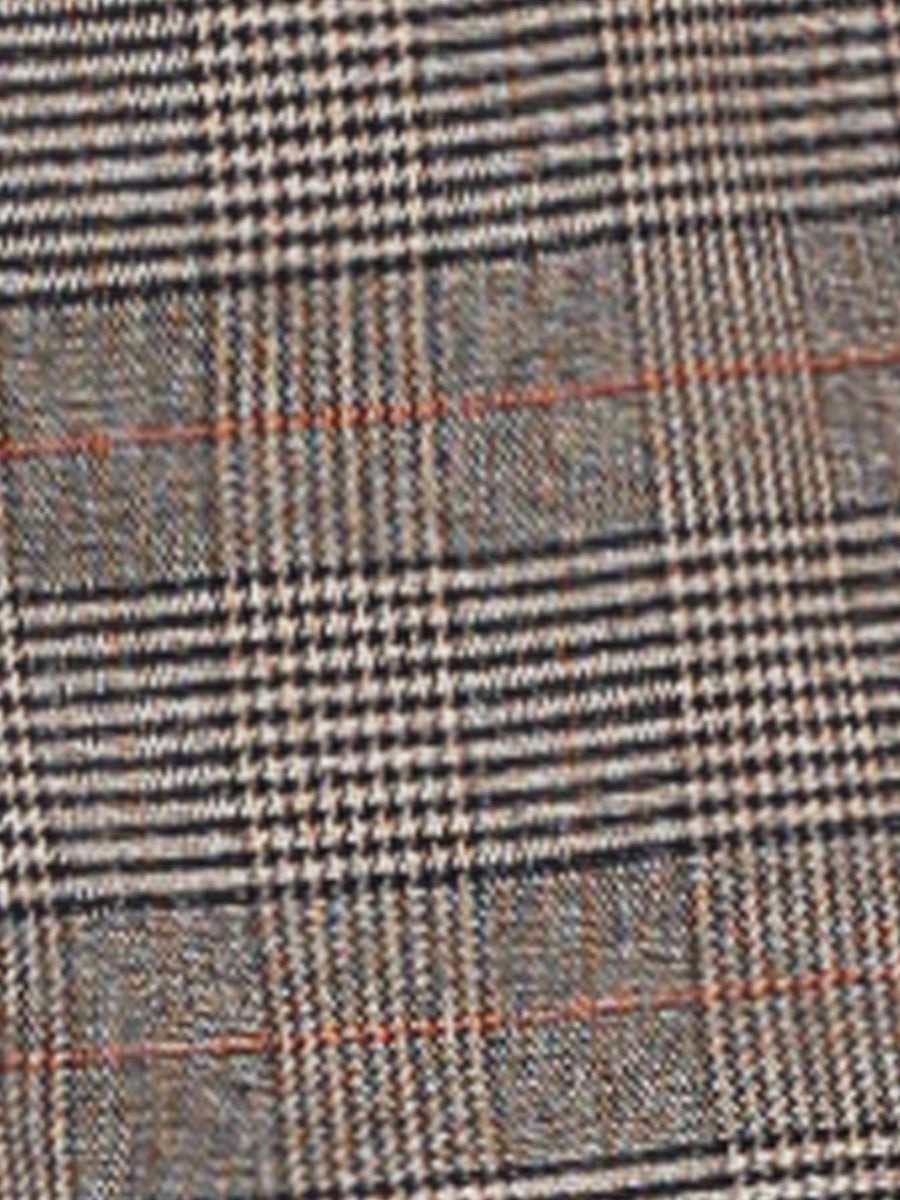 Plaid Notched Lapel One Button Houndstooth Blazer Jacket