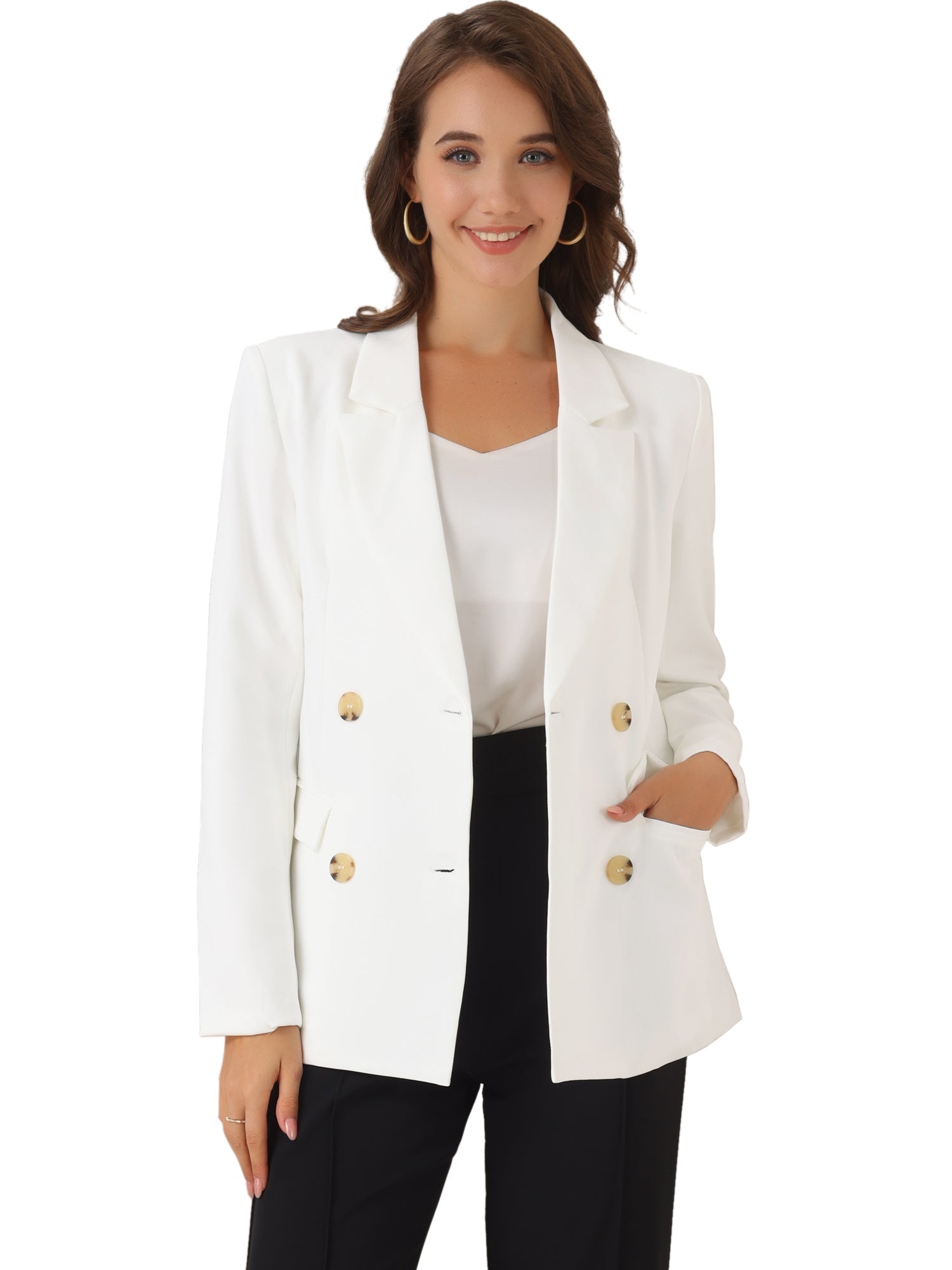 Notched Lapel Double Breasted Work Formal Blazer