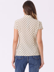 Short Sleeve Tops Vintage Polka Dots Button Up Shirt