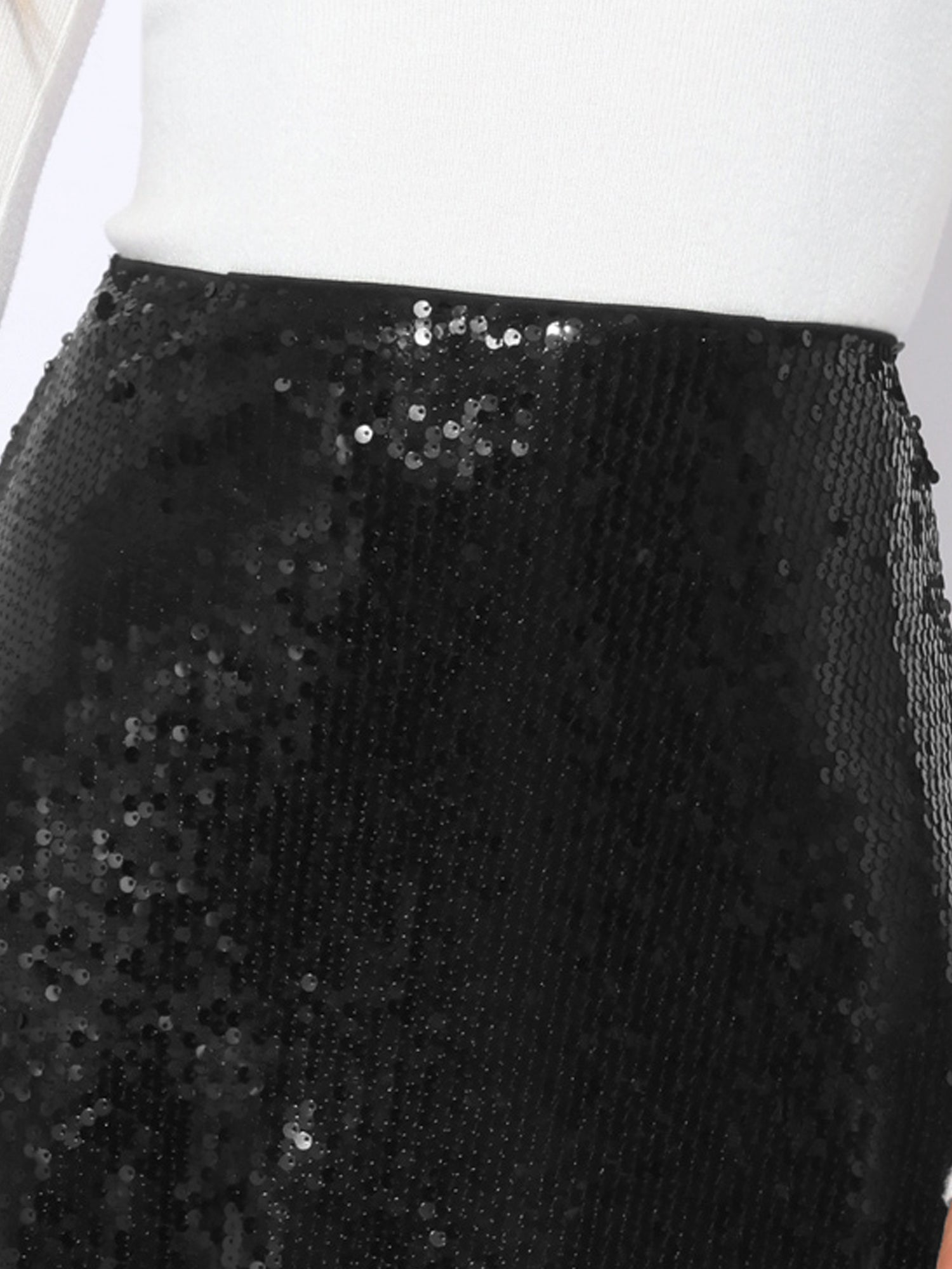 Sequin Sparkly High Waist Glitter Cocktail Party Midi Skirt