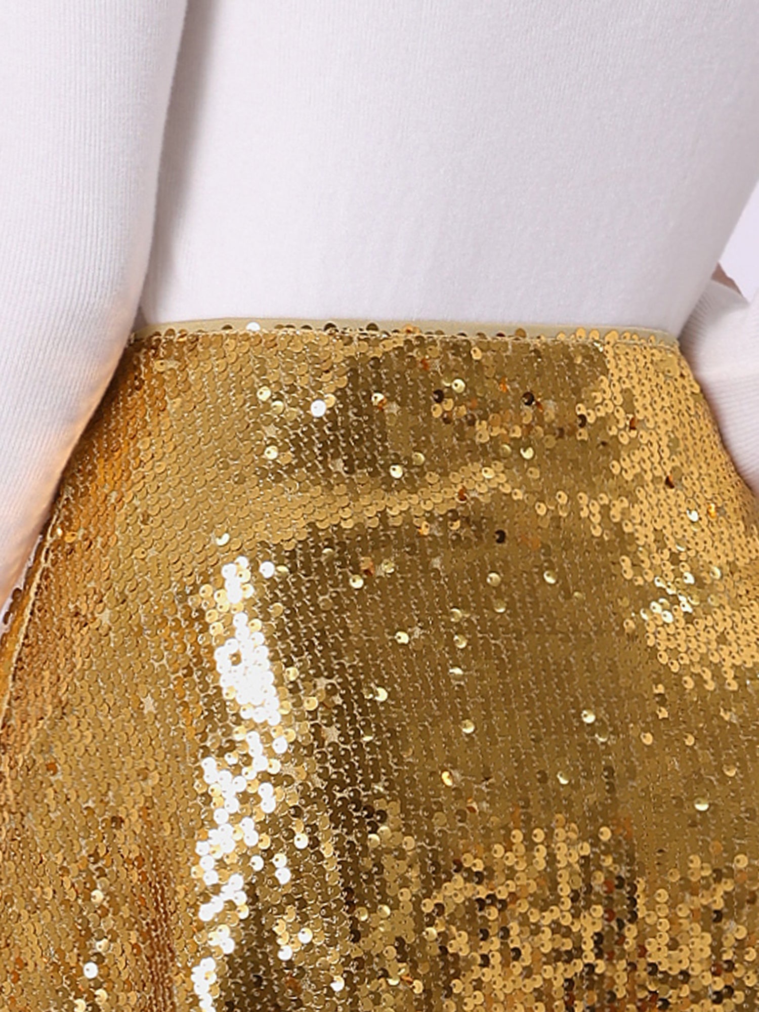 Sequin Sparkly High Waist Glitter Cocktail Party Midi Skirt
