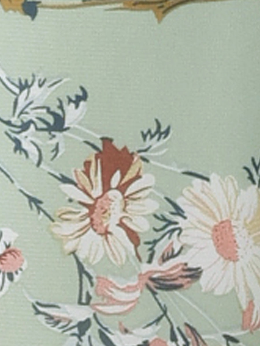 Ruffle Sleeve V Neck Above Knee A-Line Floral Chiffon Dress