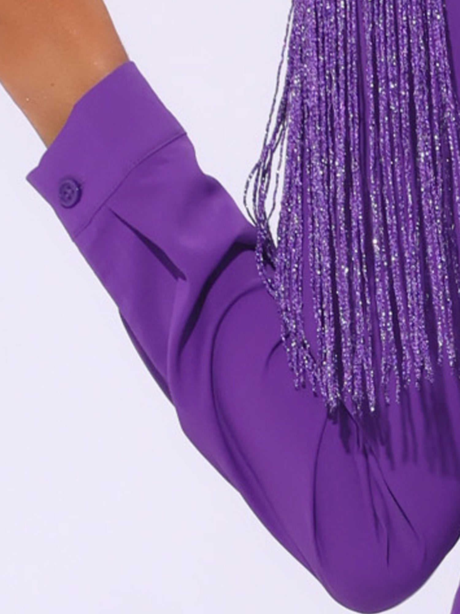 Glitter Fringe Long Sleeve Button Down Disco Party Cowgirl Blouse
