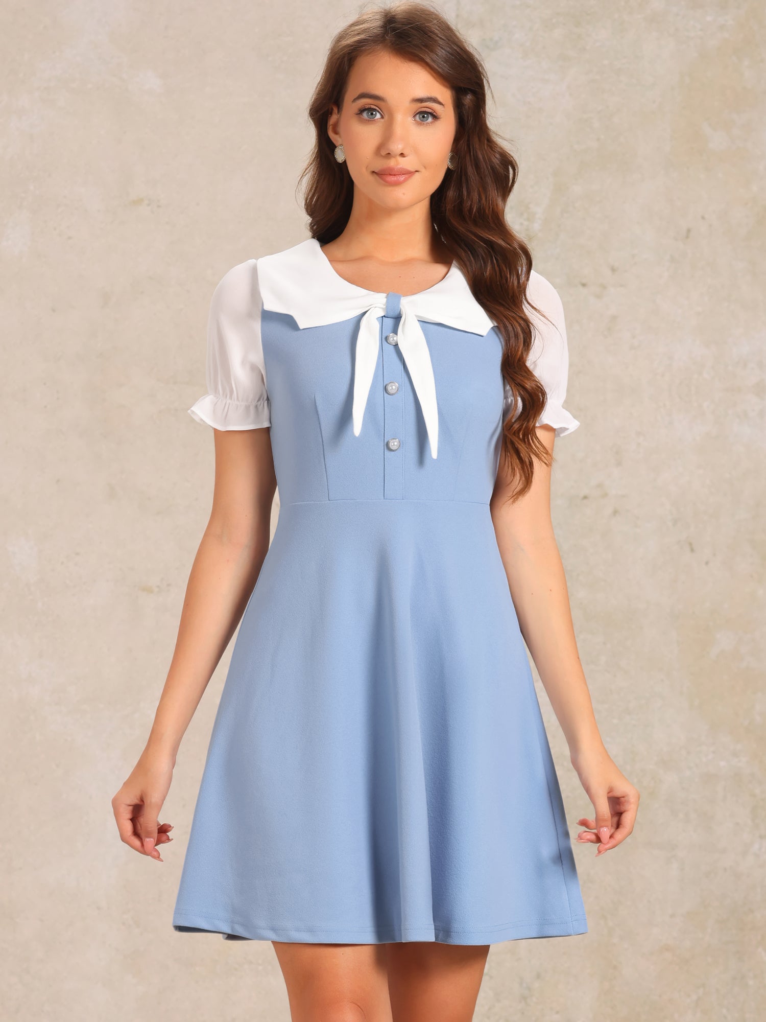 50s Lolita Contrast Color Peter Pan Collar Dress