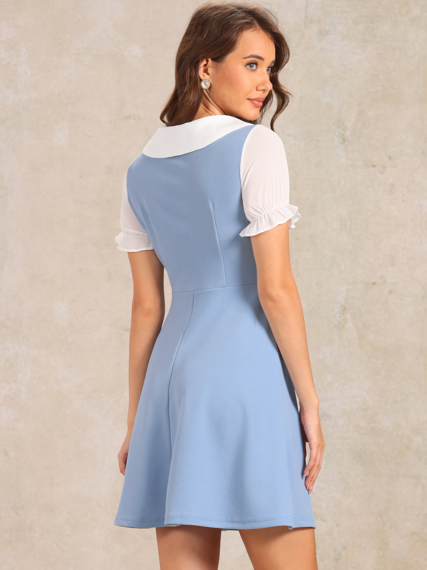 50s Lolita Contrast Color Peter Pan Collar Dress