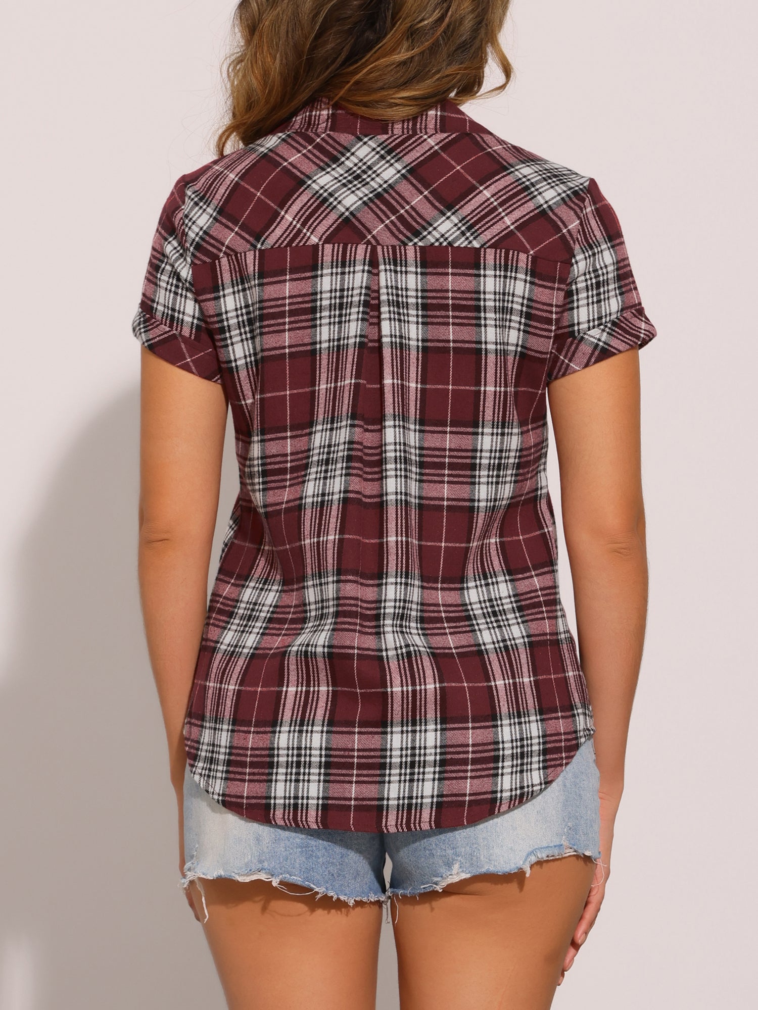 Button Down Cotton Classic Western Plaid Shirt