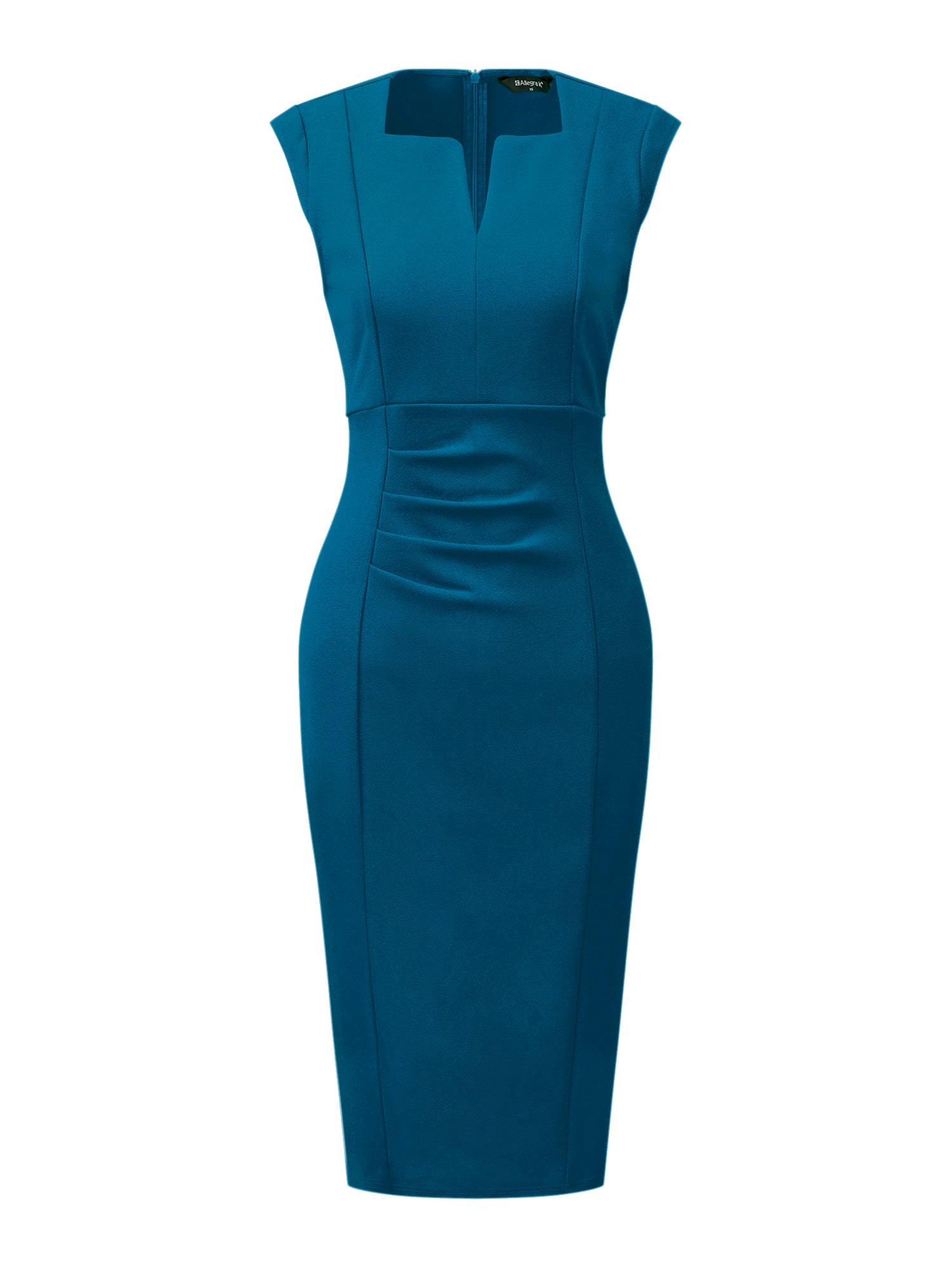 Sheath Pencil Sleeveless Pleated Front Elegant Business Dress