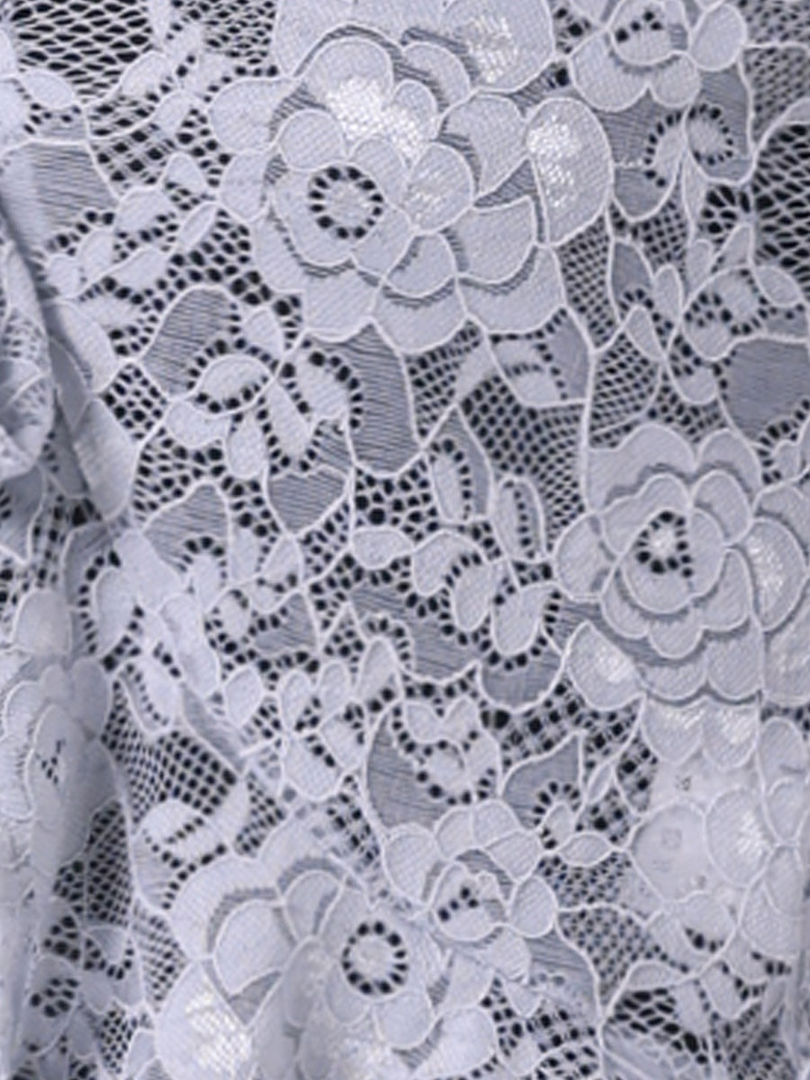 Floral Lace Shrug Tie Front Ruffled Hem Sheer Crop Bolero