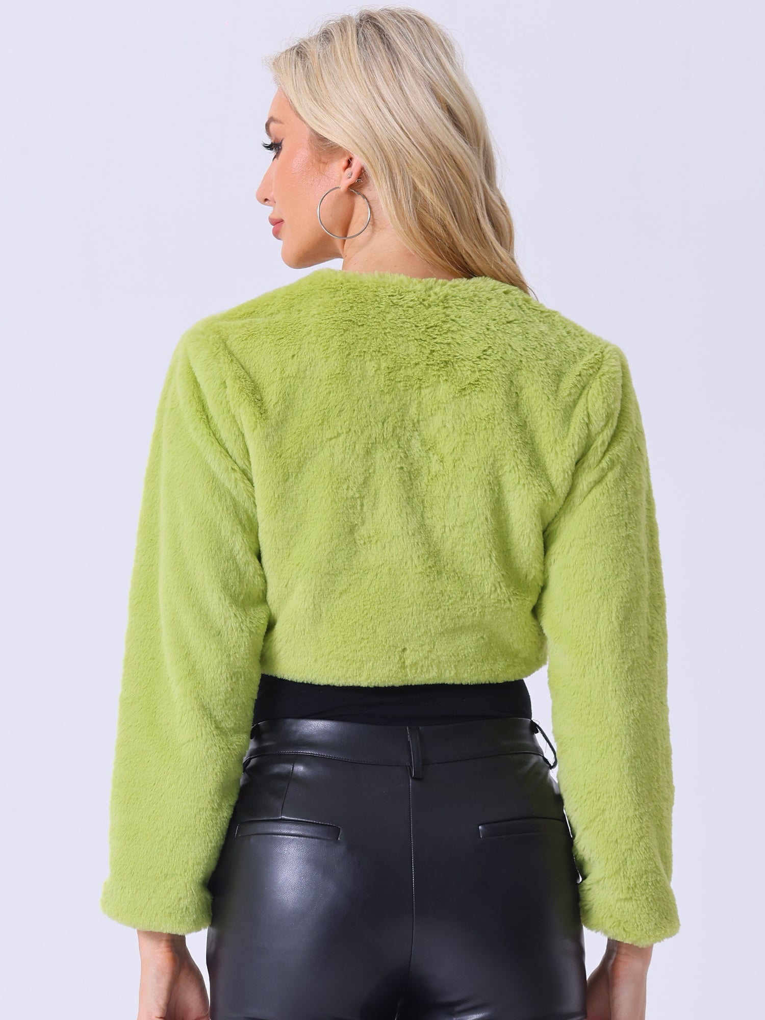 Evening Open Front Bolero Shrug Cropped Faux Fur Jacket