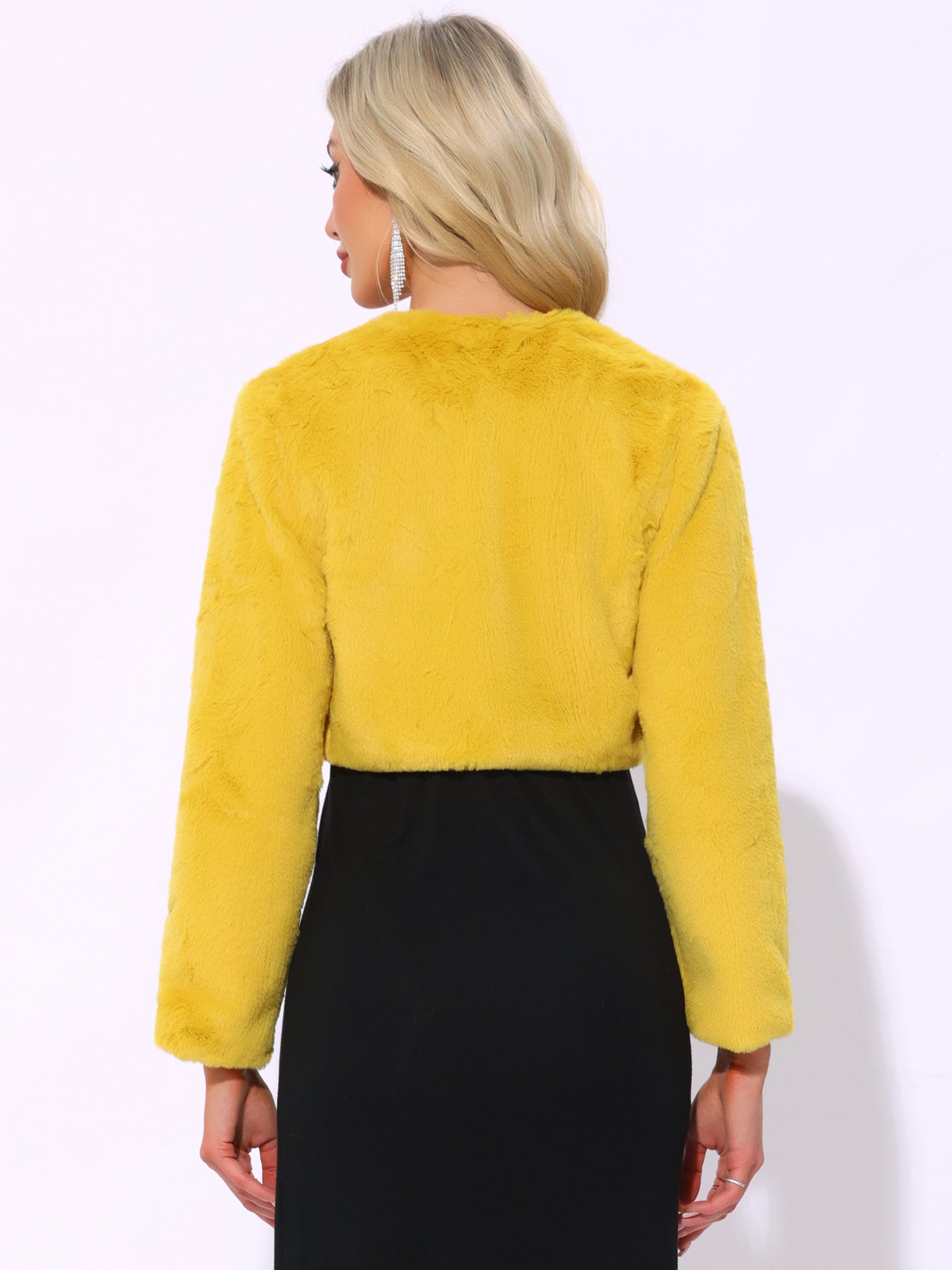 Evening Open Front Bolero Shrug Cropped Faux Fur Jacket