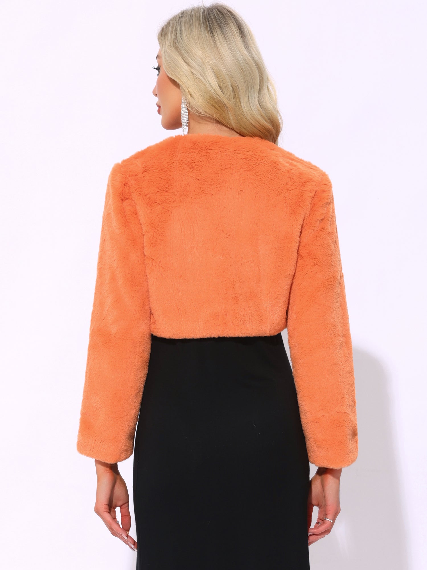 Evening Open Front Bolero Shrug Cropped Faux Fur Jacket