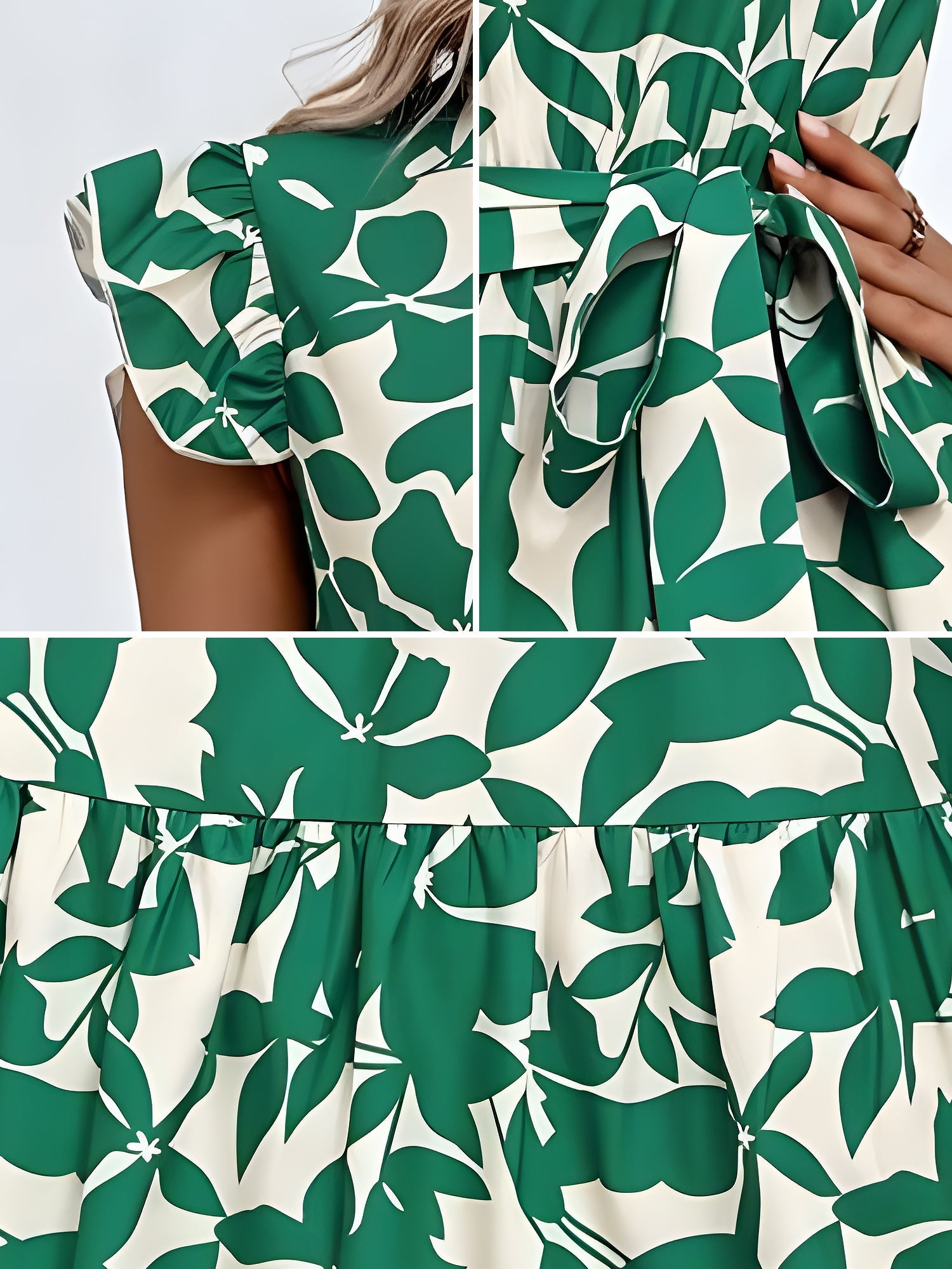 Flattering A-Line Ruffled Cap Sleeves Belted Floral Tiered for Garden Parties & Brunch Dates Maxi Dress