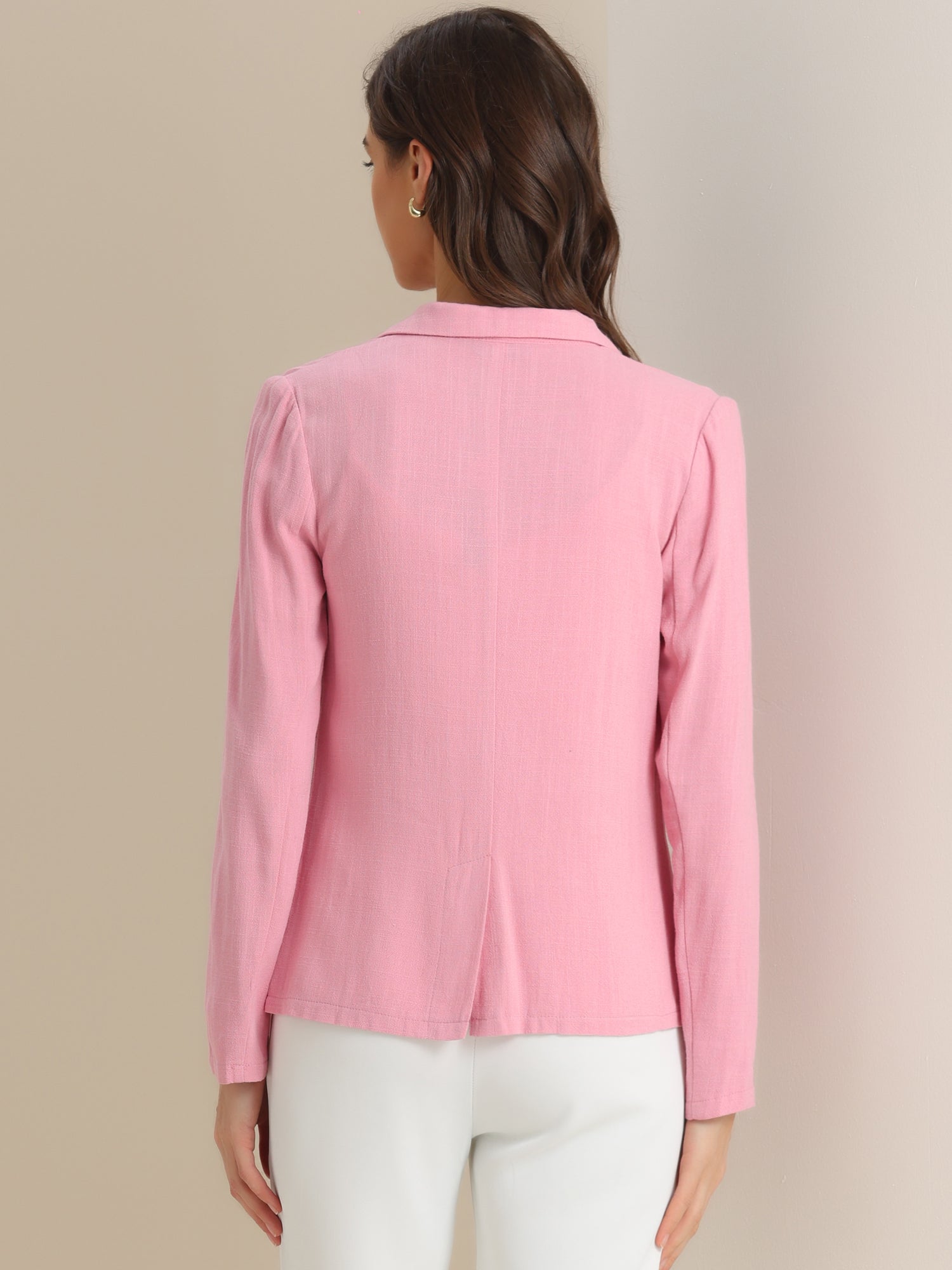 Notch Lapel One Button Casual Suit Linen Blazer