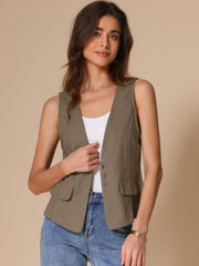 Sleeveless Lightweight Waistcoat Linen Vest