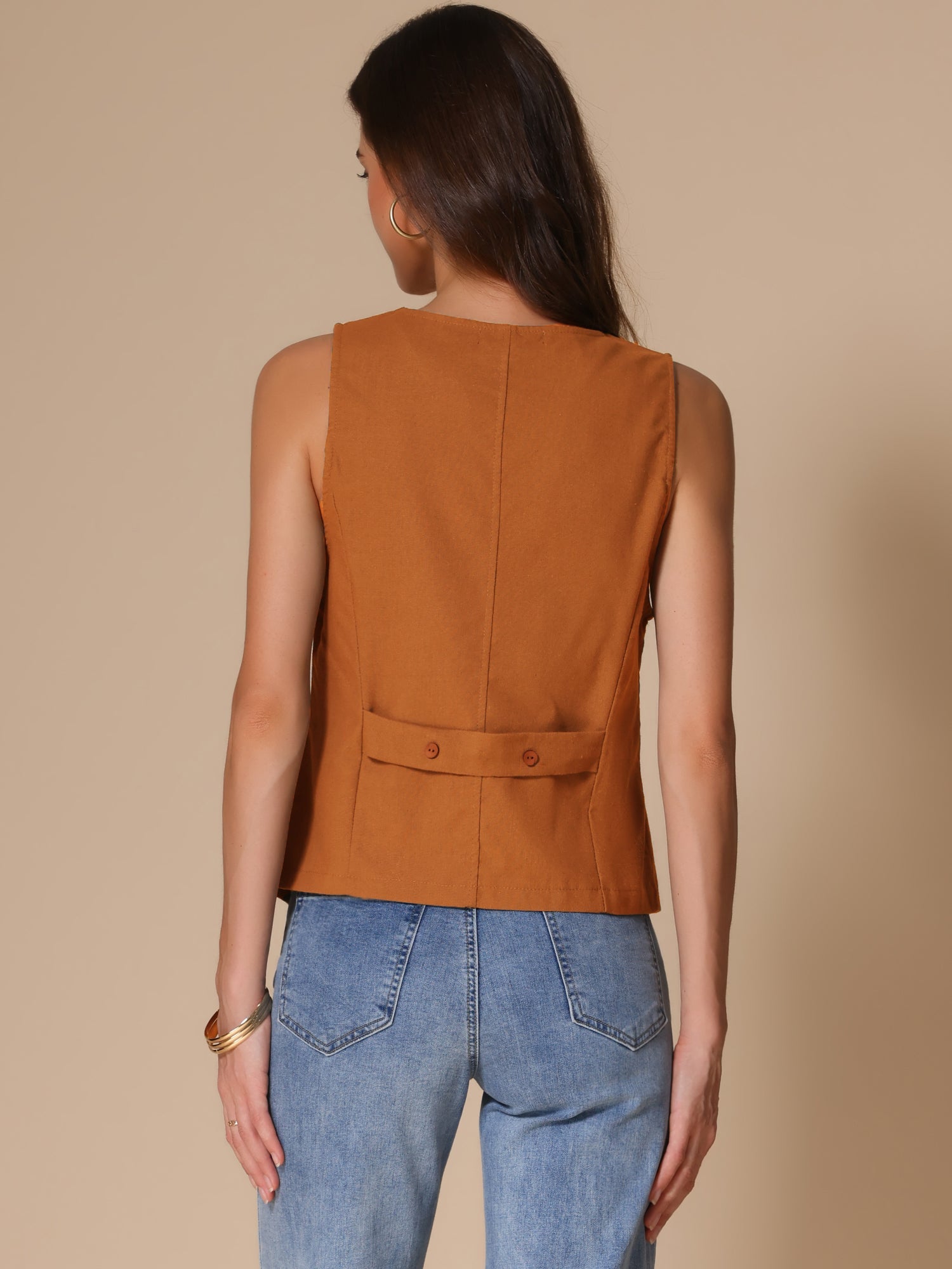 Sleeveless Lightweight Waistcoat Linen Vest