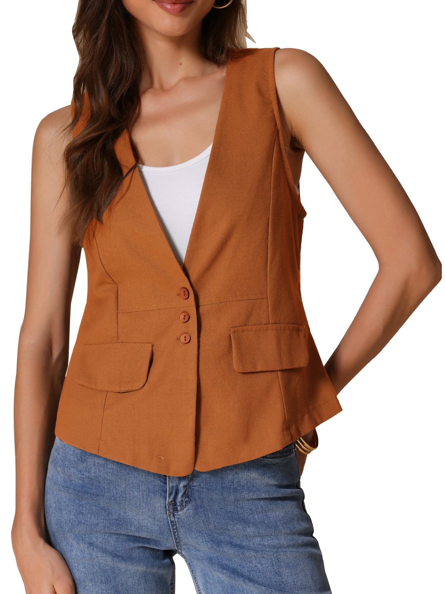 Sleeveless Lightweight Waistcoat Linen Vest