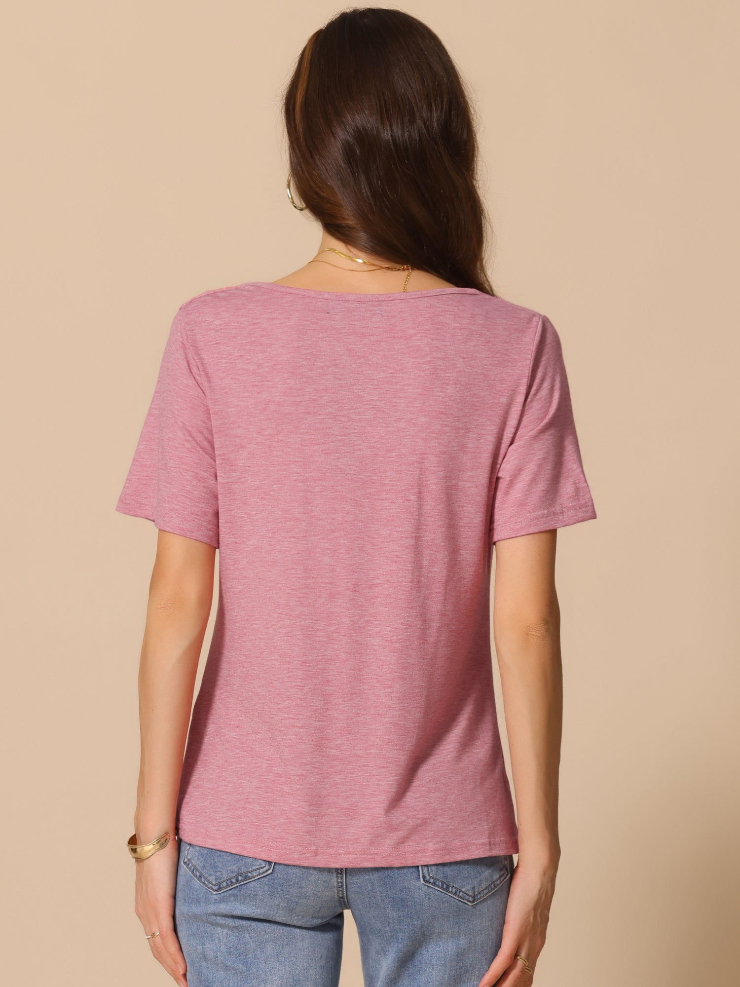 Cowl Neck Short Sleeve Casual Stretchy Blouse