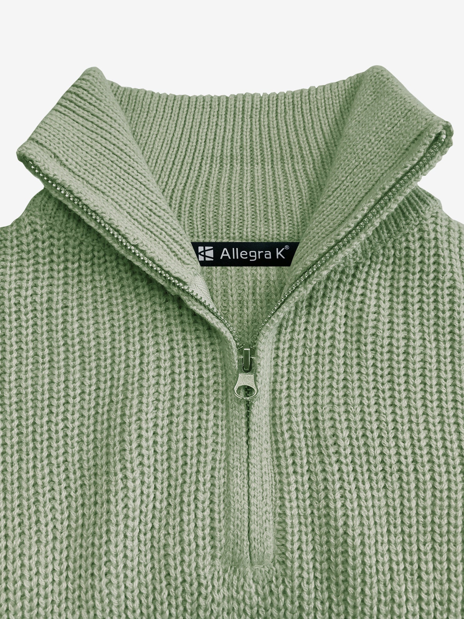 Polo Collar Zipper Long Sleeve Solid Color Casual Sweater