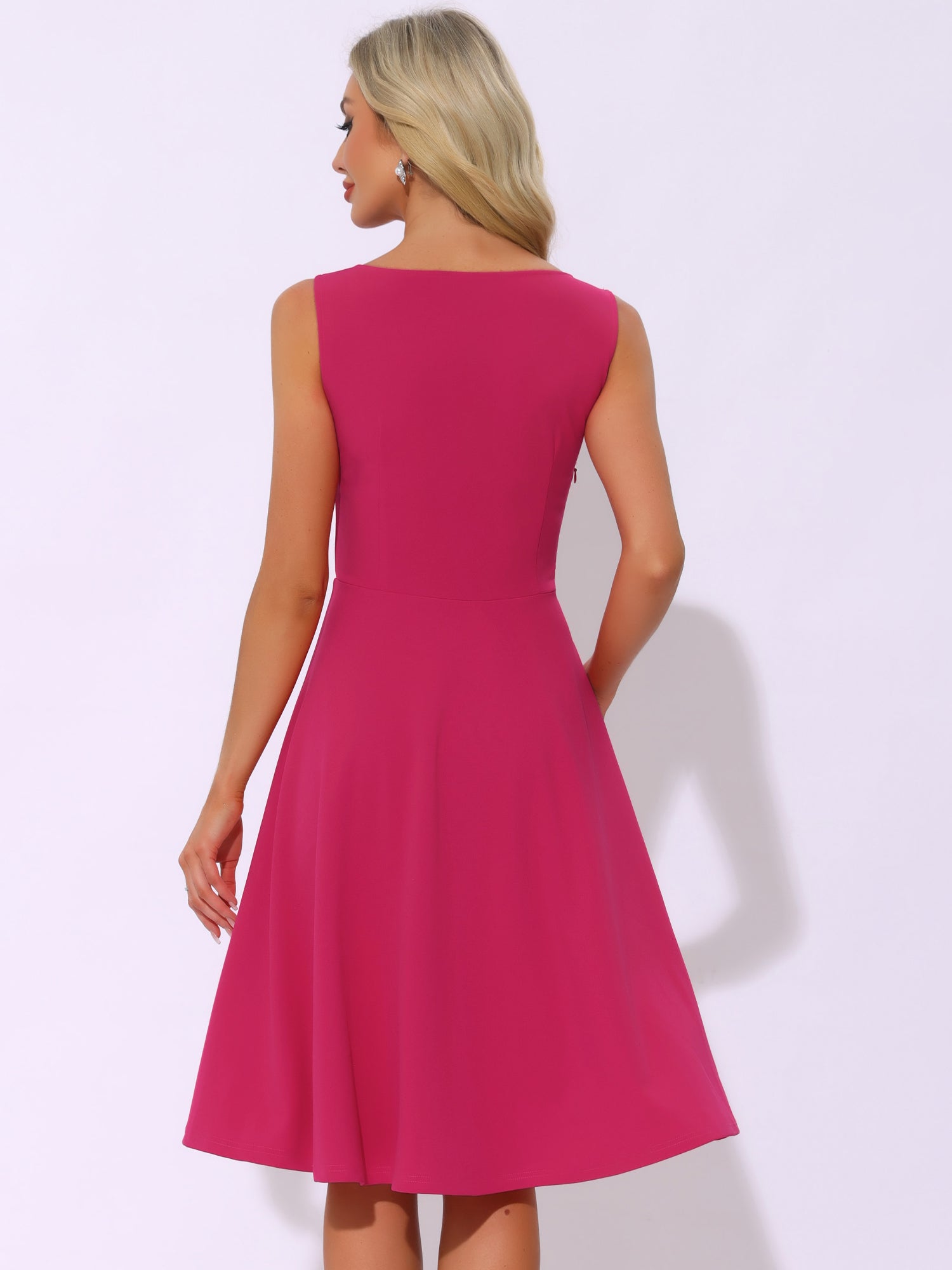 Sweetheart Neck Sleeveless A-Line Midi Swing Dress