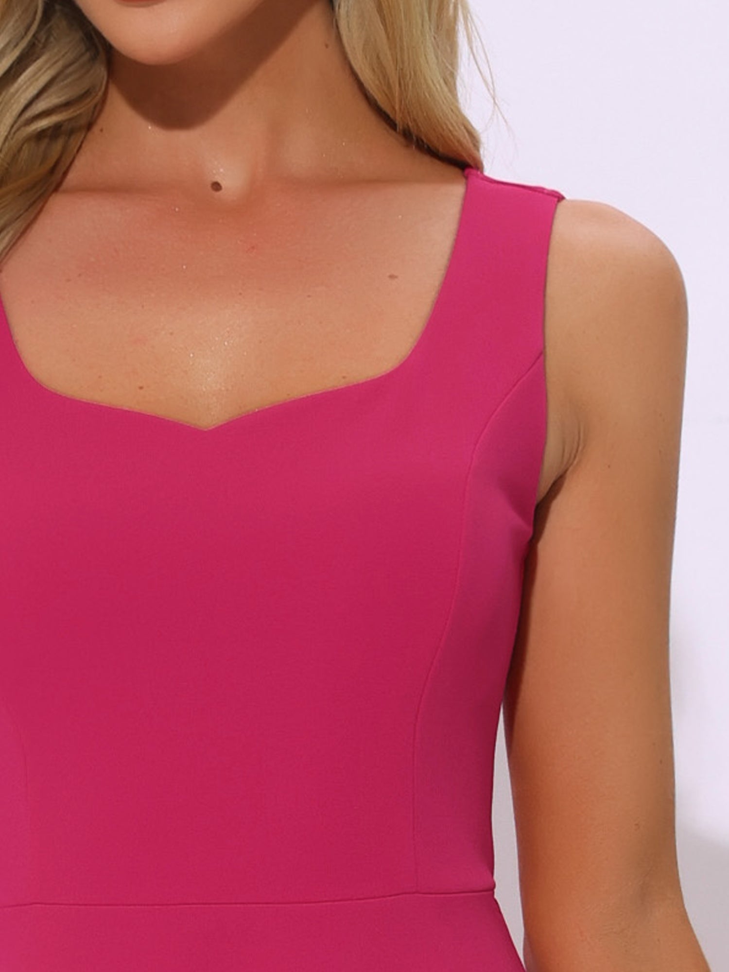Sweetheart Neck Sleeveless A-Line Midi Swing Dress