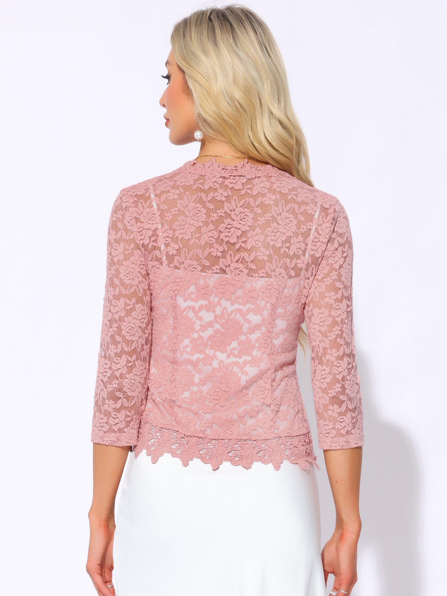 Floral Lace Evening 3/4 Sleeves Formal Elegant Bolero Shrugs