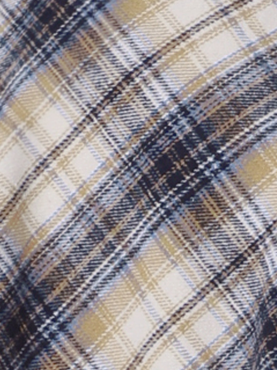 Vintage Plaid Tartan Elastic Waist Knee Length A-Line Skirt