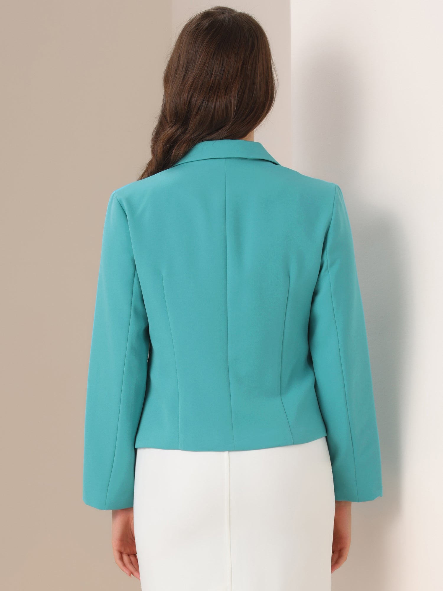 Open Front Office Work Business Crop Suit Blazer Jacket
