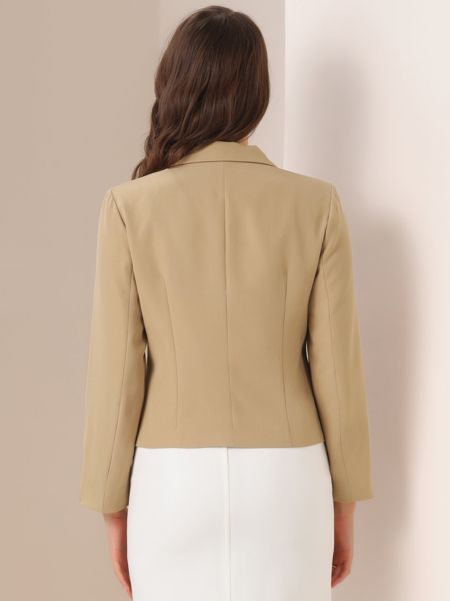 Open Front Office Work Business Crop Suit Blazer Jacket
