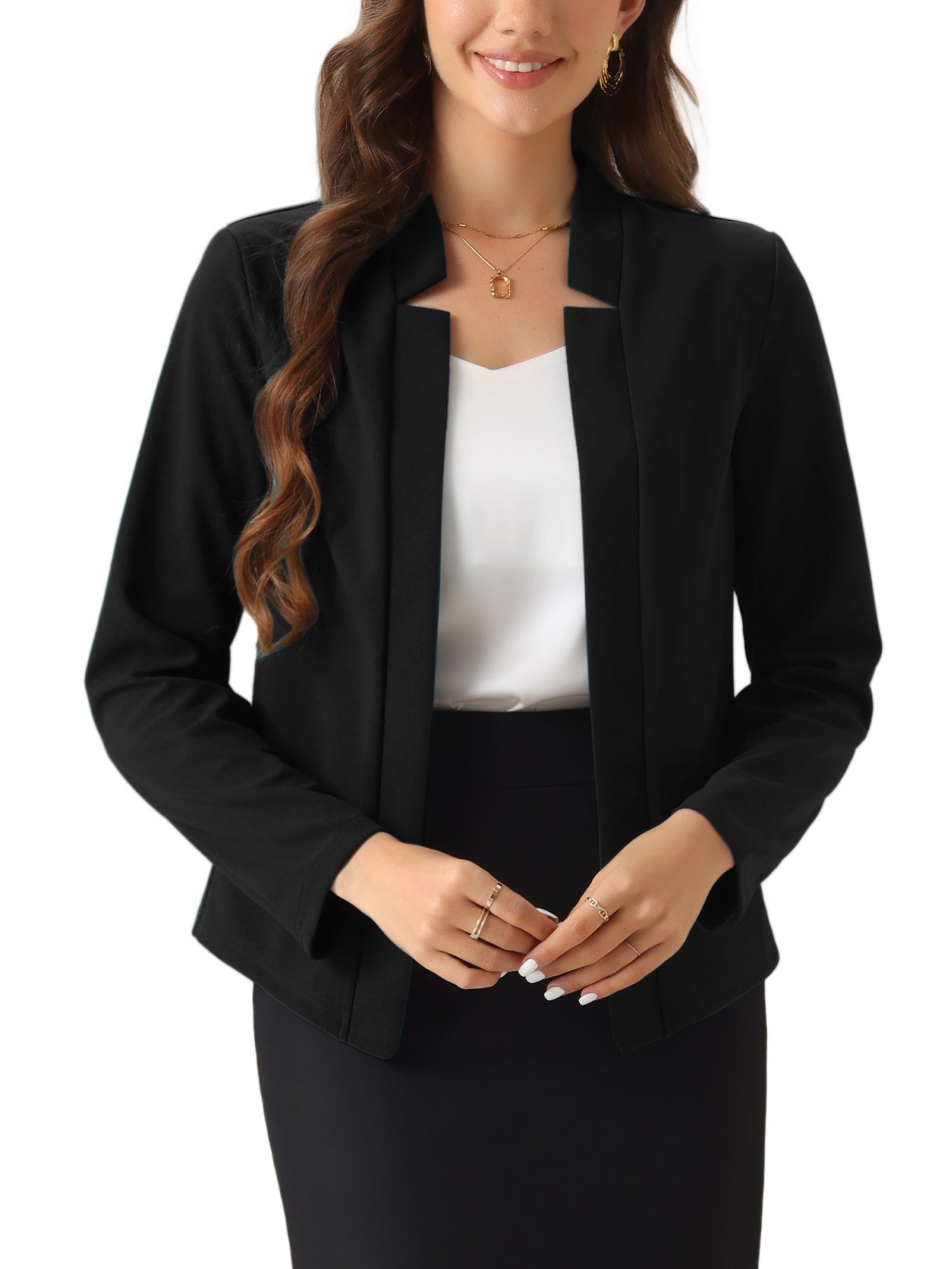 Open Front Long Sleeve Business Work Office Blazer