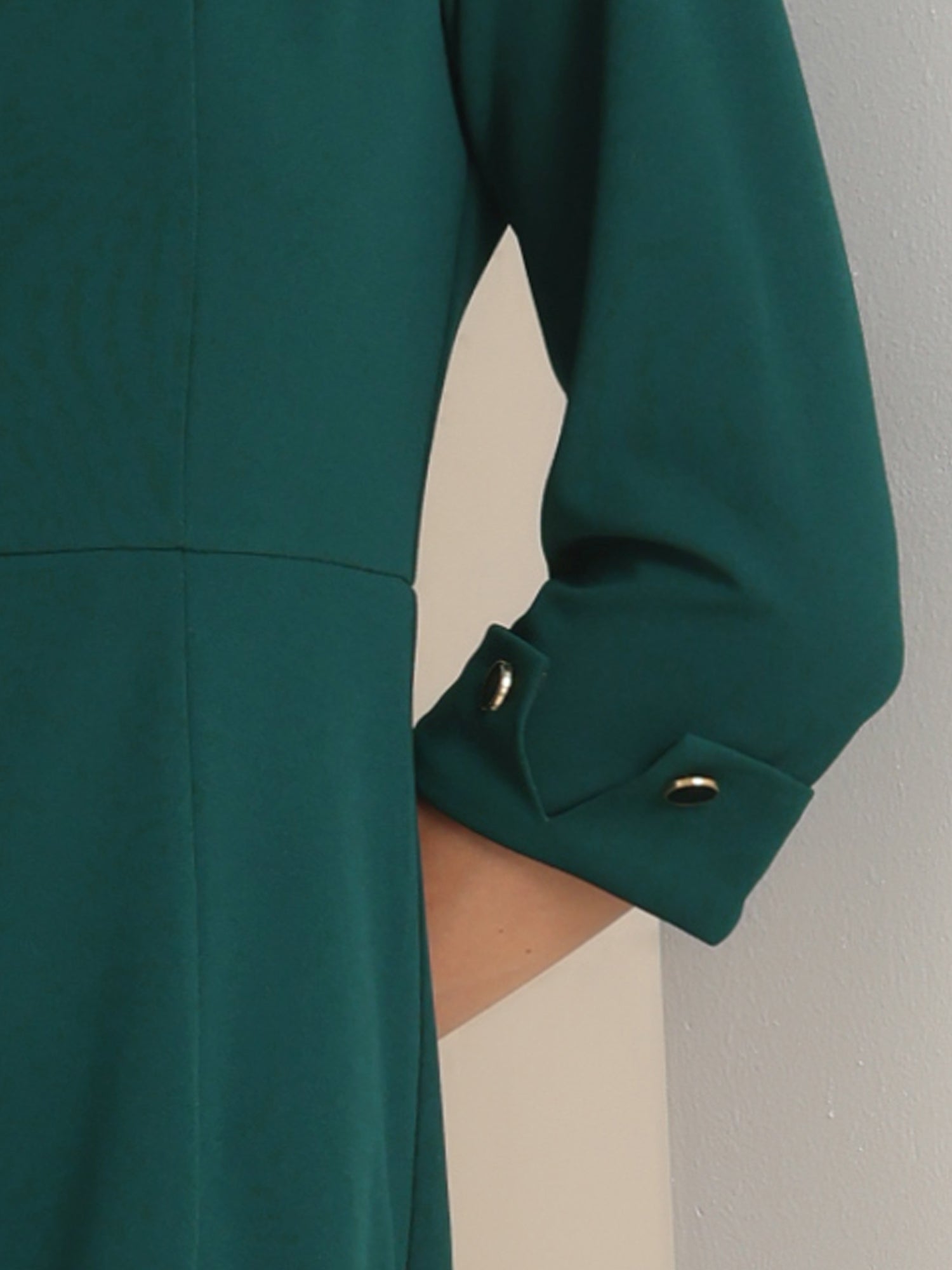 Work Boat Neck 3/4 Sleeves Midi Split Sheath Dress