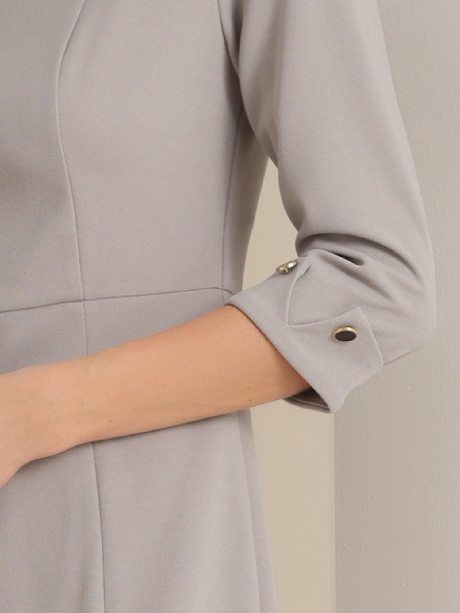 Work Boat Neck 3/4 Sleeves Midi Split Sheath Dress