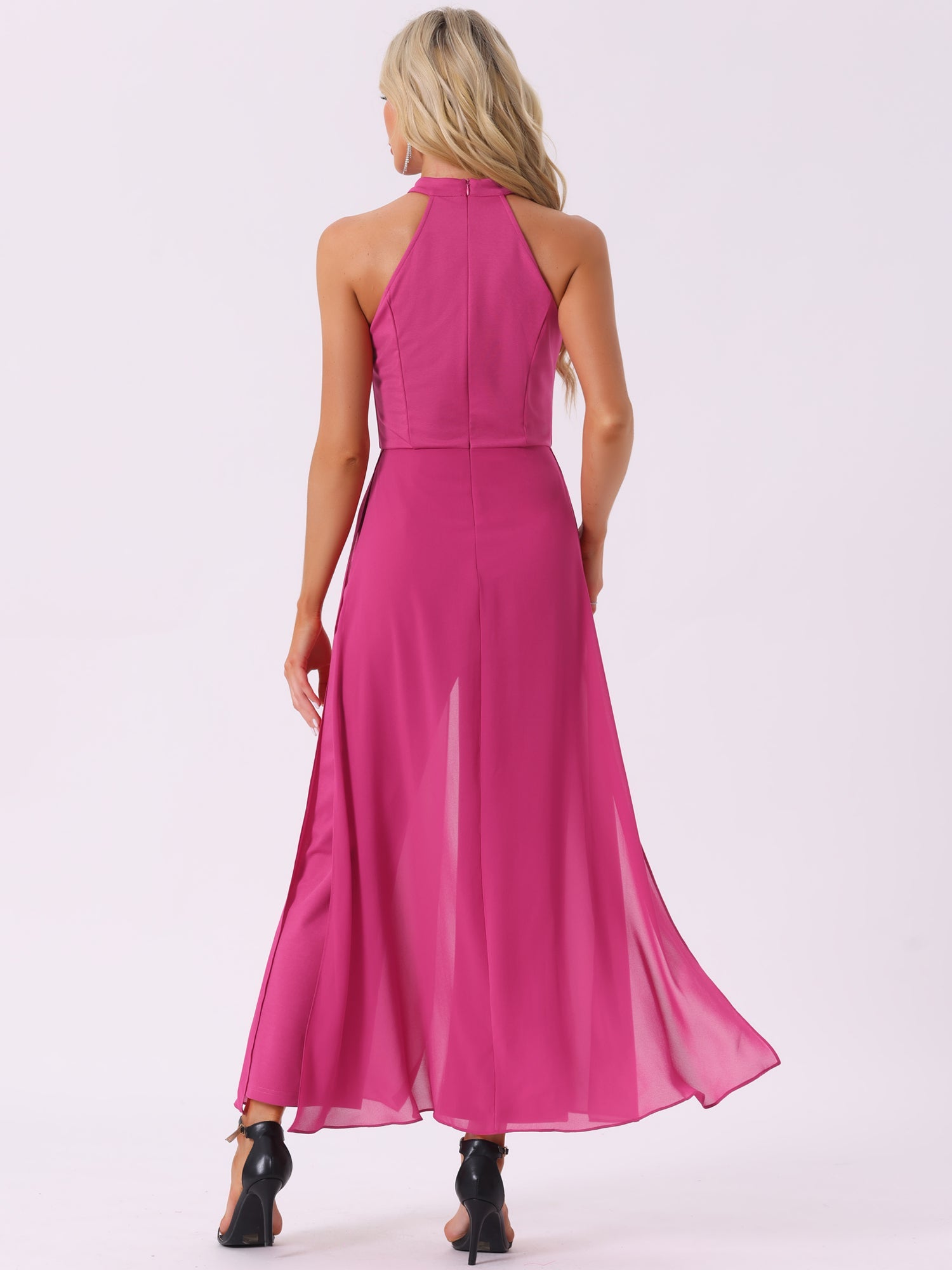 Sleeveless Halter Neck Belted Elegant Wedding Cocktail Dressy Jumpsuits
