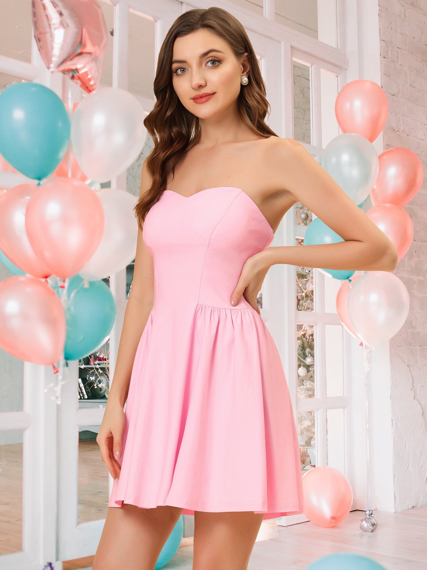 Strapless Sweetheart Neck Fit And Flare Mini Tube Top Dress