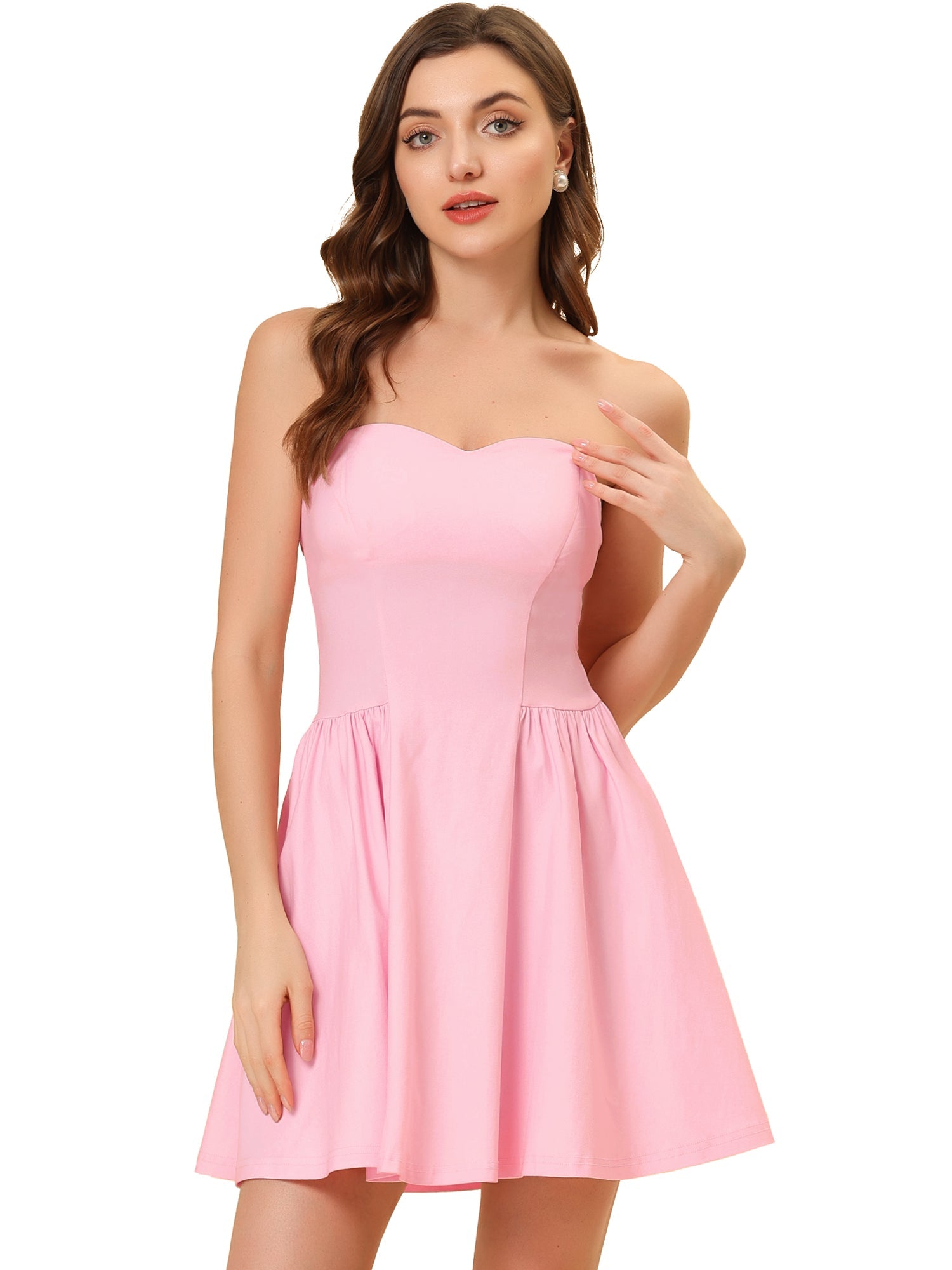 Strapless Sweetheart Neck Fit And Flare Mini Tube Top Dress