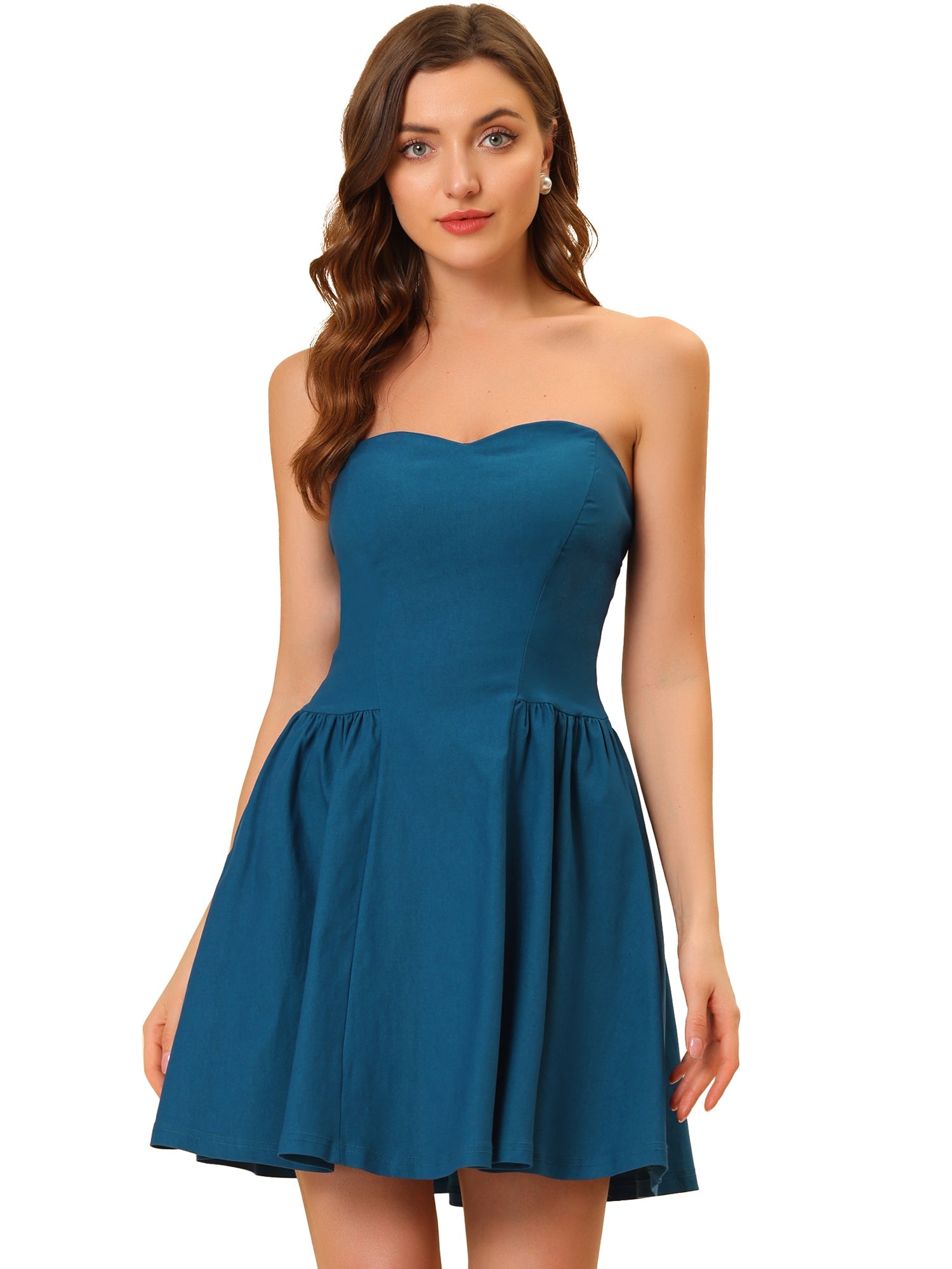 Strapless Sweetheart Neck Fit And Flare Mini Tube Top Dress