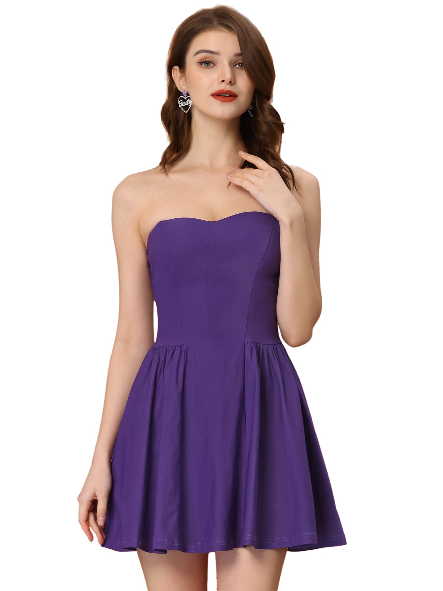 Strapless Sweetheart Neck Fit And Flare Mini Tube Top Dress