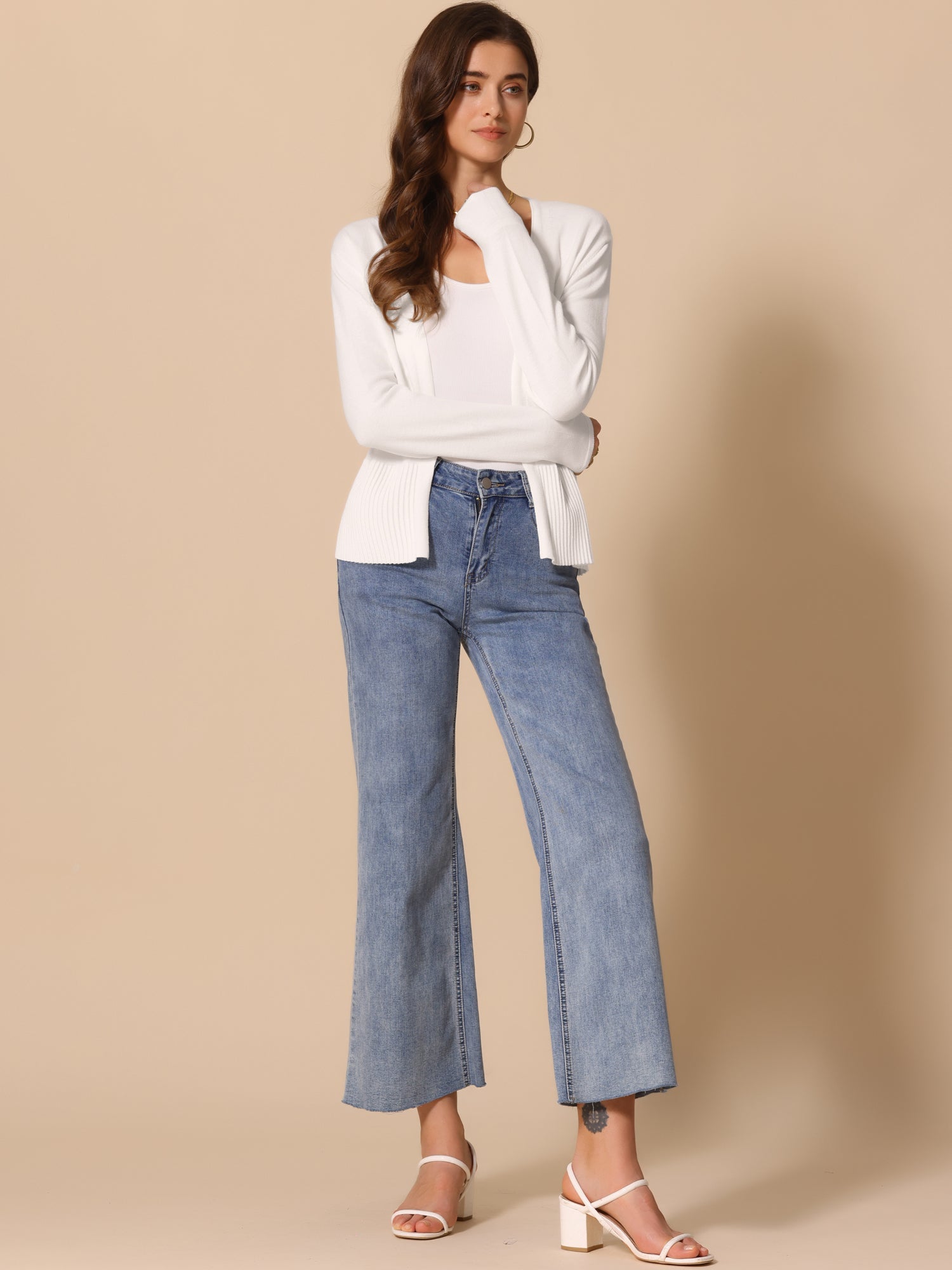 Casual Open Front Long Sleeve Knitted Cardigan