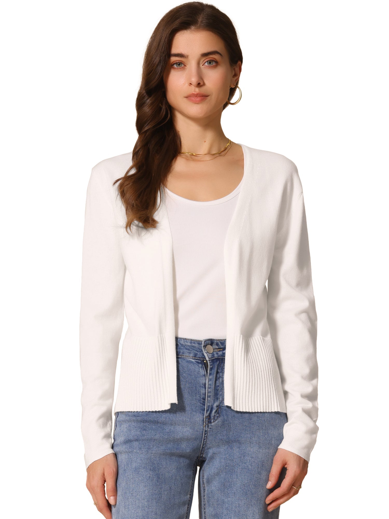 Casual Open Front Long Sleeve Knitted Cardigan