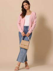 Casual Open Front Long Sleeve Knitted Cardigan