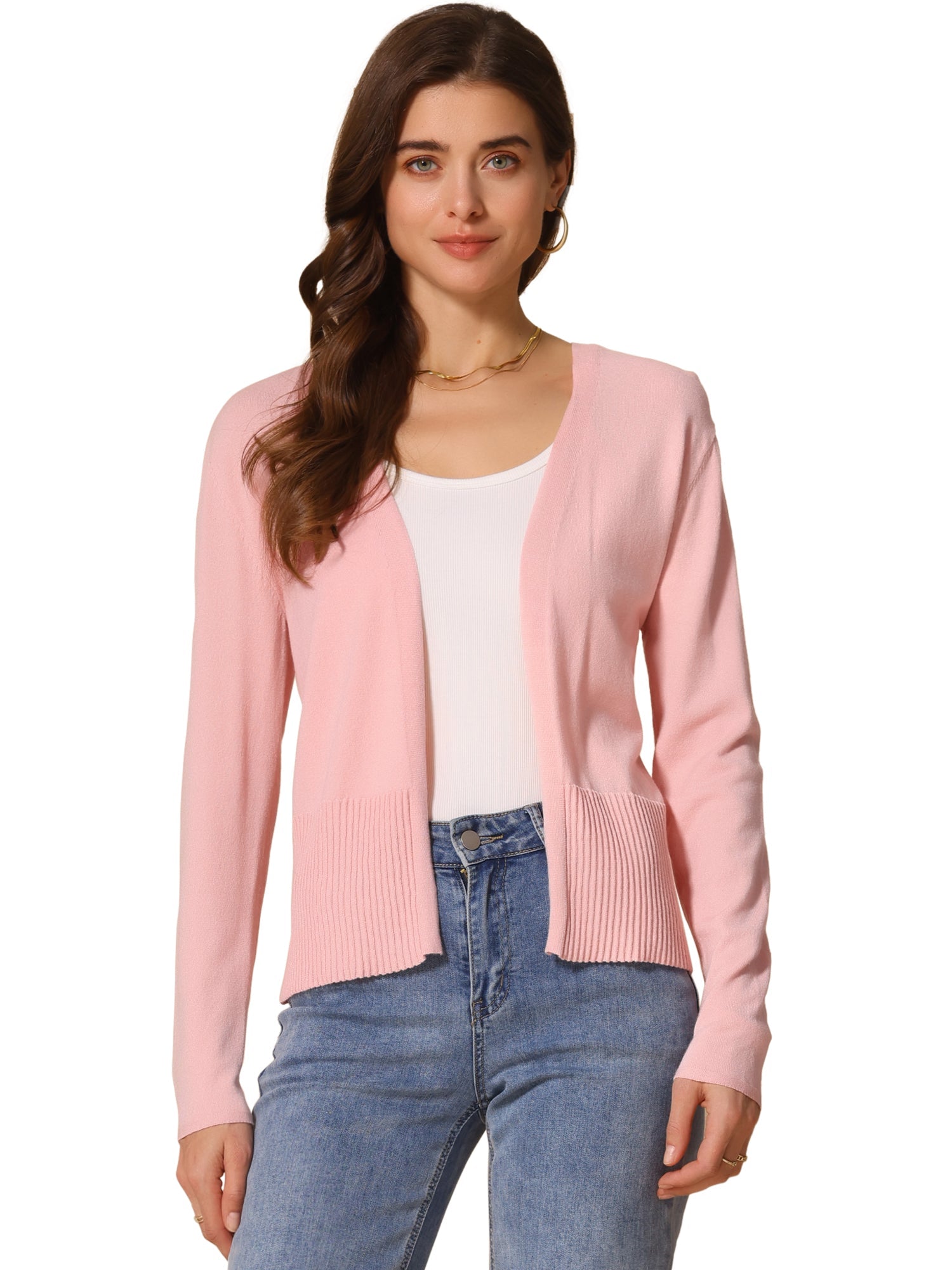 Casual Open Front Long Sleeve Knitted Cardigan