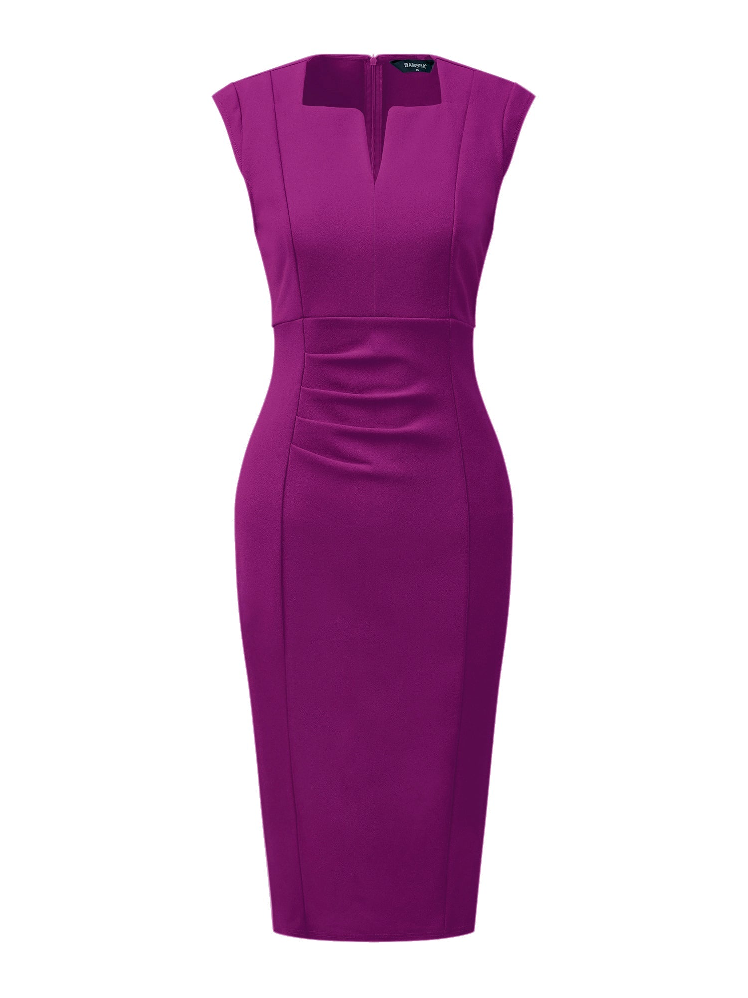 Sheath Pencil Sleeveless Pleated Front Elegant Business Dress