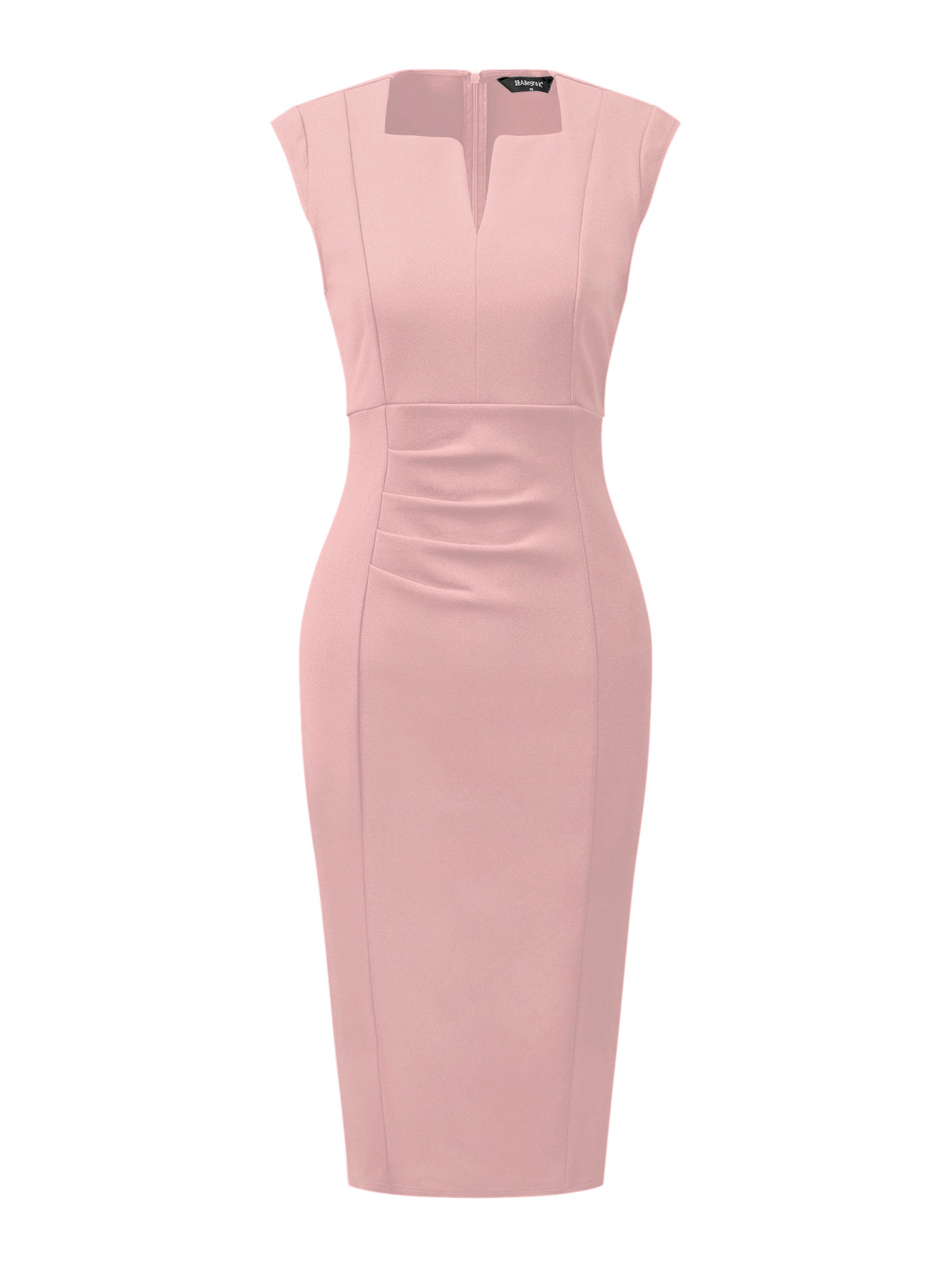 Sheath Pencil Sleeveless Pleated Front Elegant Business Dress