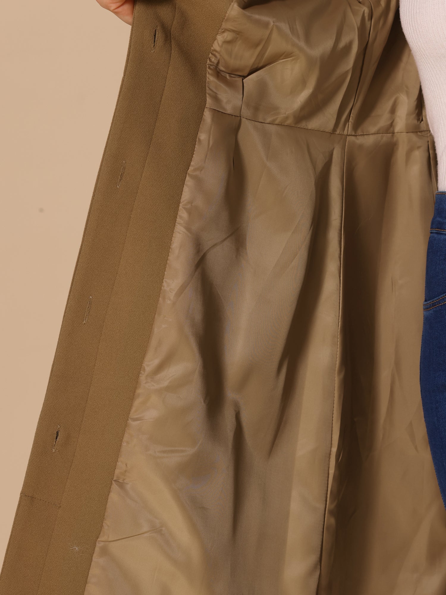 Peter Pan Collar Button Down Long Sleeve Pockets Long Winter Coat