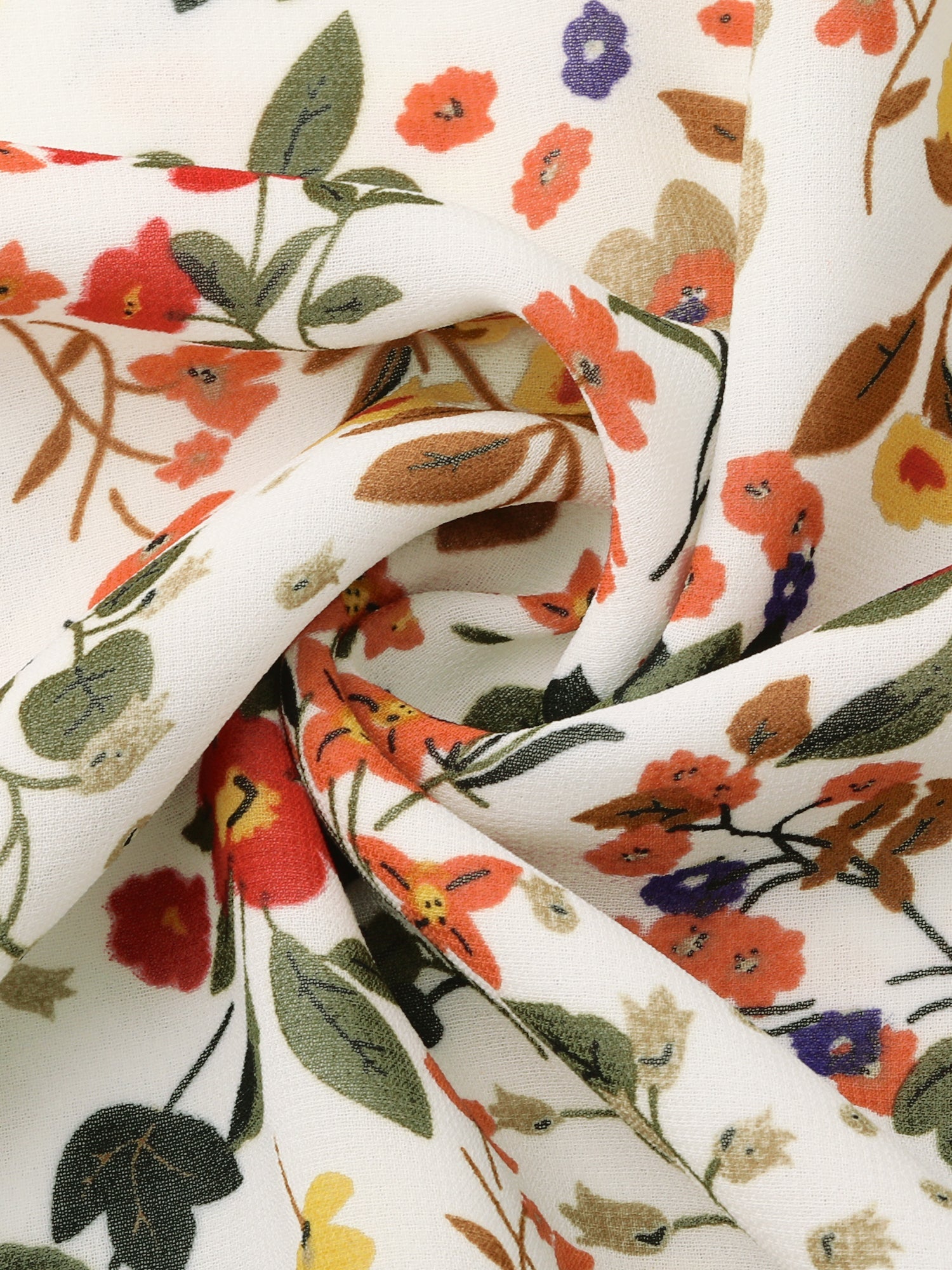 Floral Long Sleeve Belted Flowy Chiffon Midi Dress