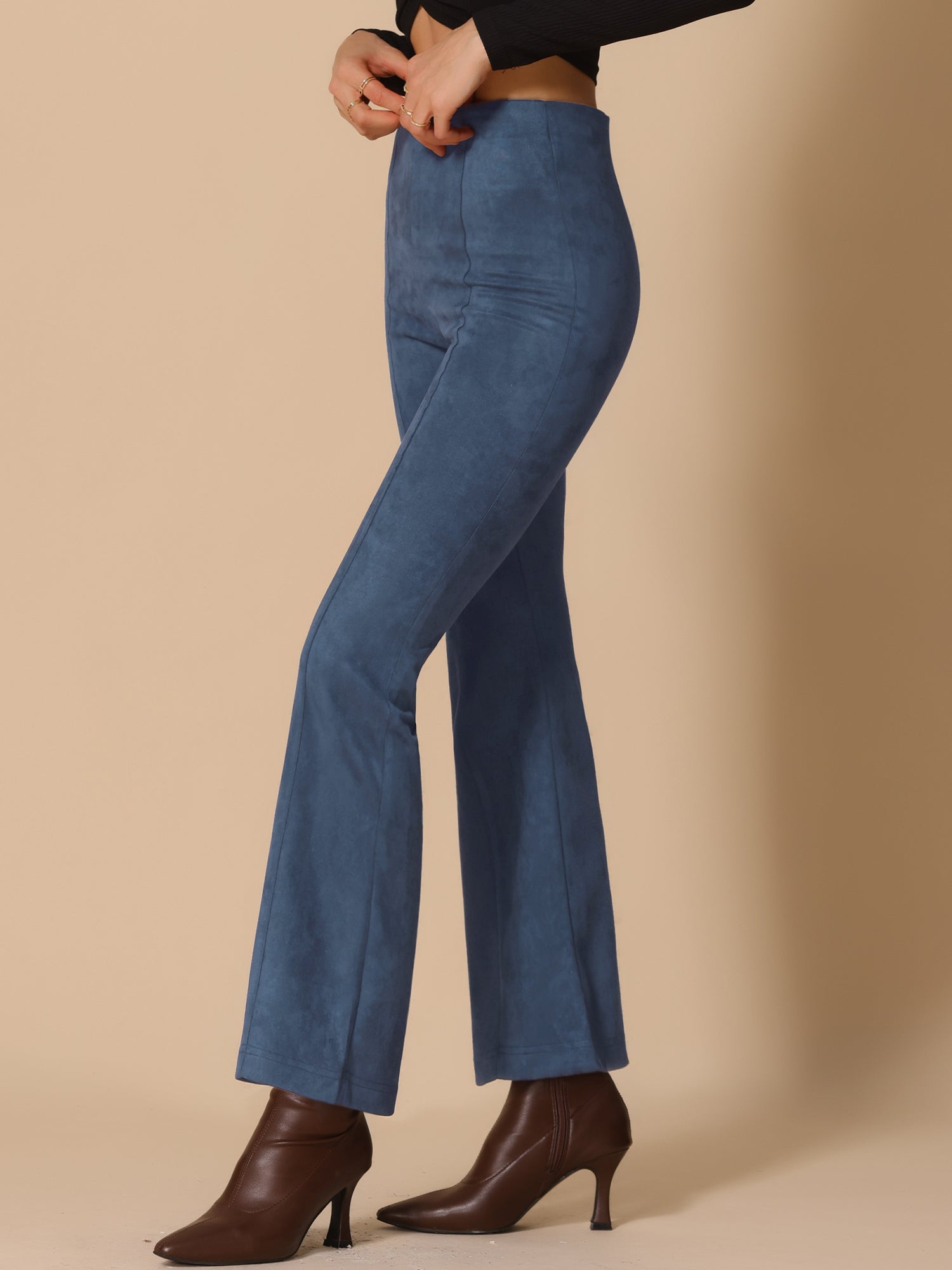 Faux Suede Wide Leg Casual Business Flared Bell Pants