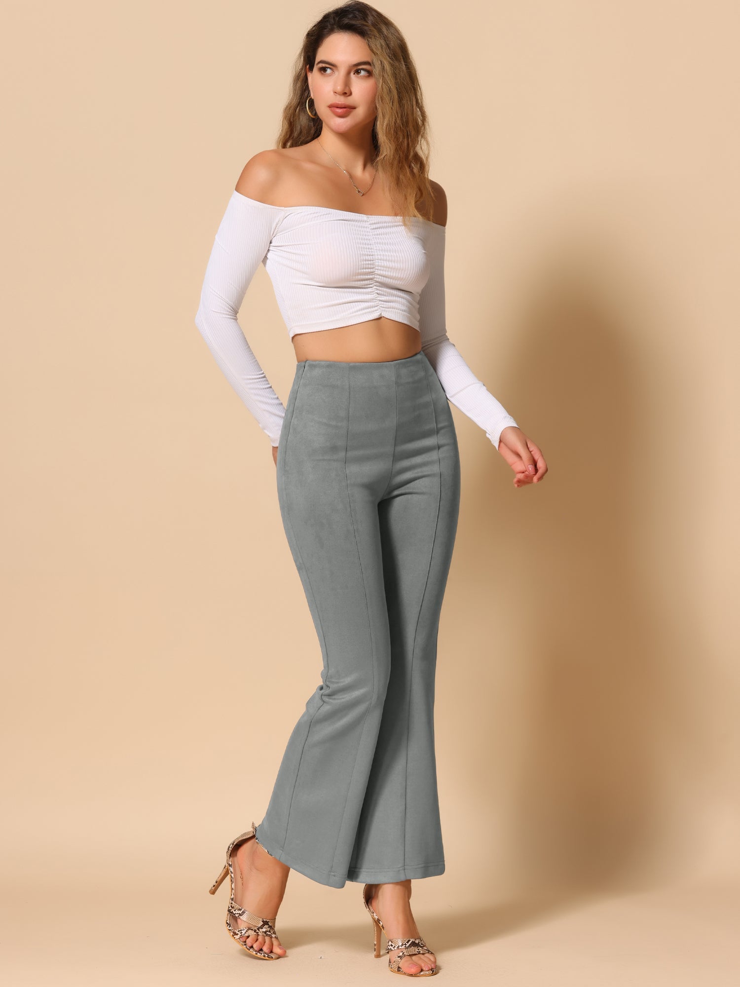 Faux Suede Wide Leg Casual Business Flared Bell Pants