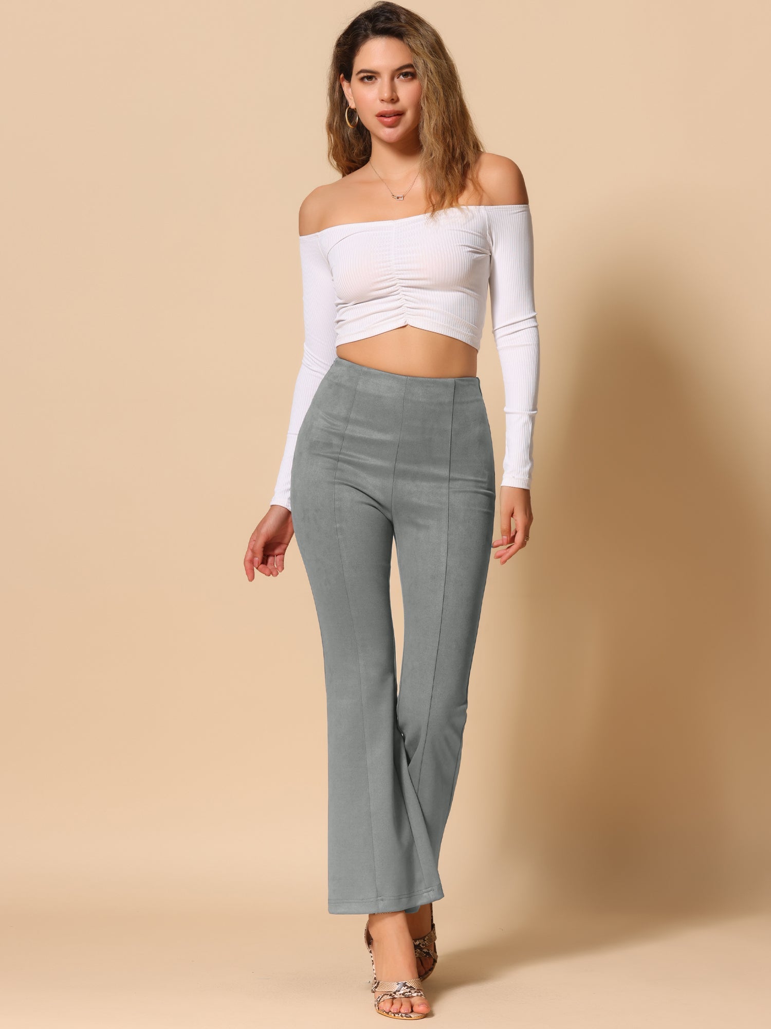 Faux Suede Wide Leg Casual Business Flared Bell Pants